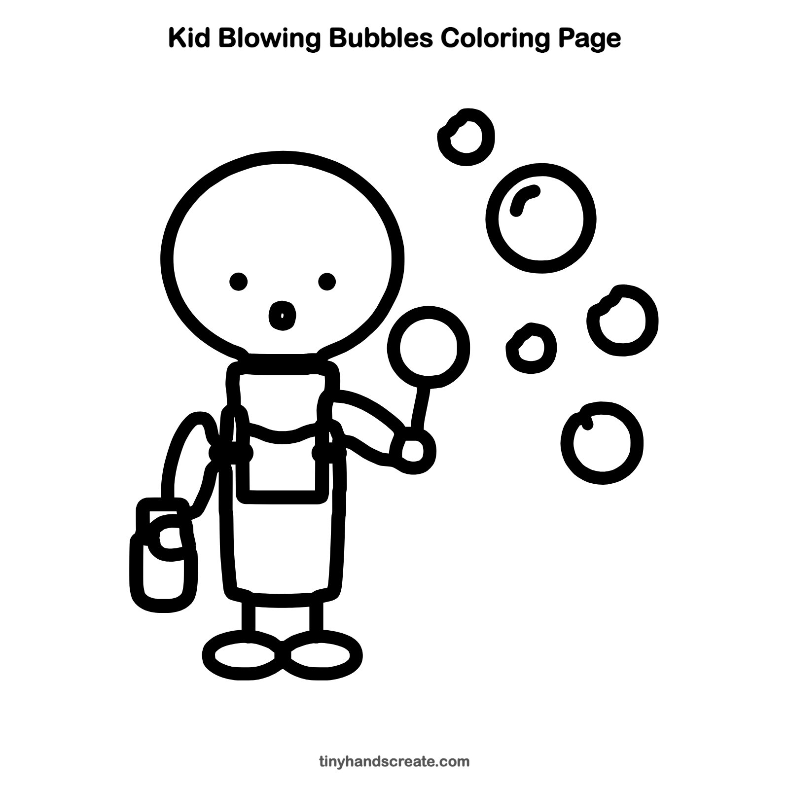 Free printable kid blowing bubbles coloring page for kids