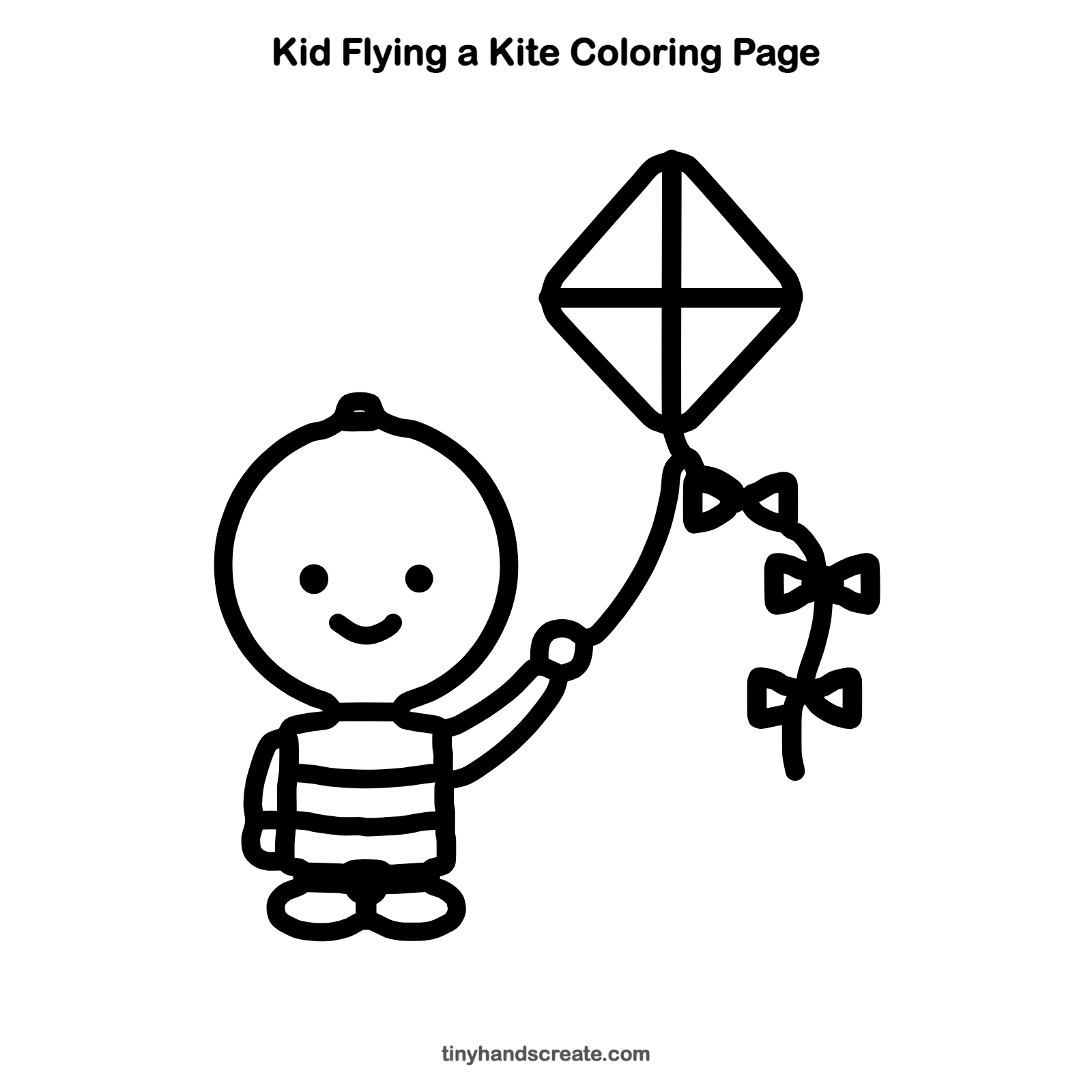 Free printable kid flying a kite coloring page for kids