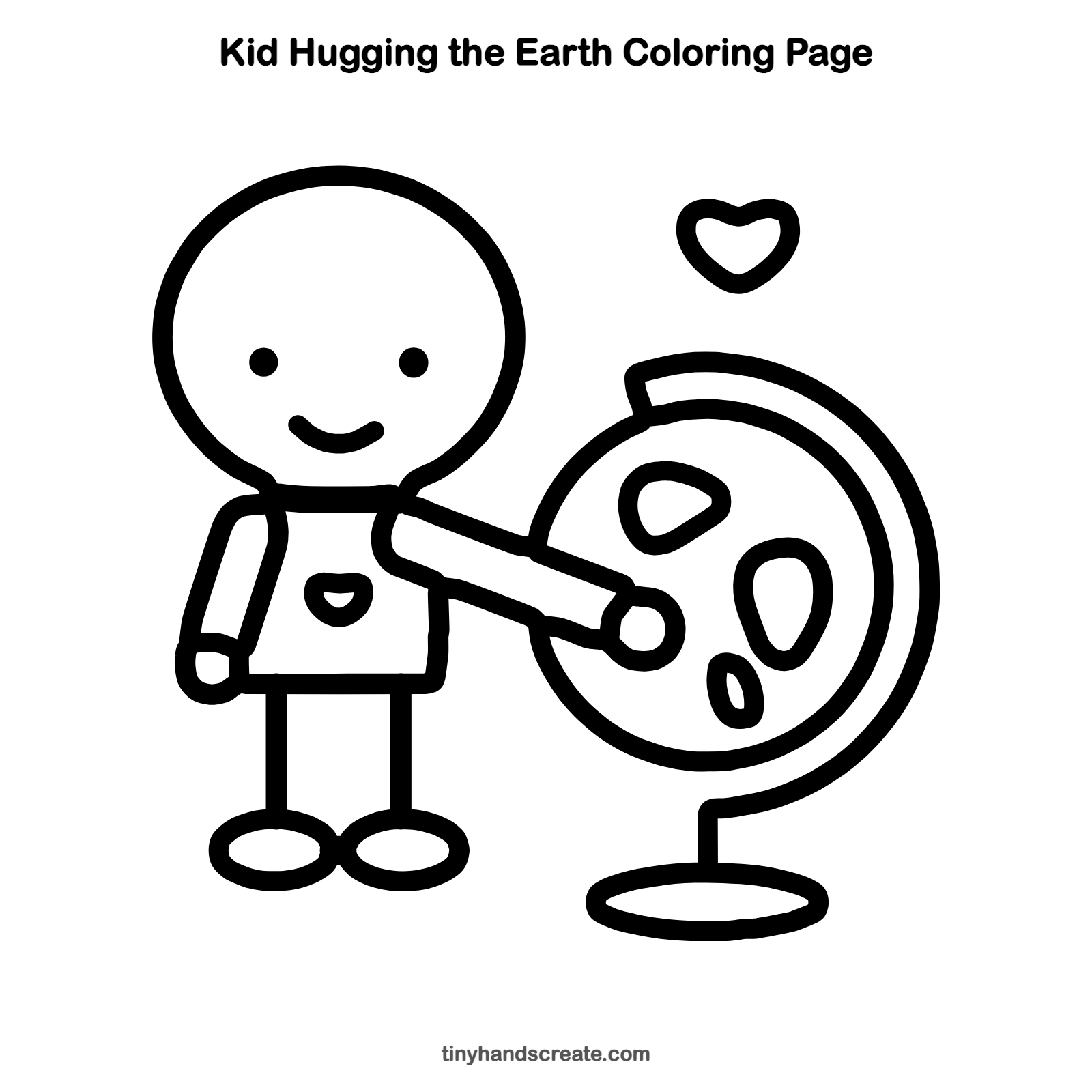 Free printable kid hugging the Earth coloring page for kids