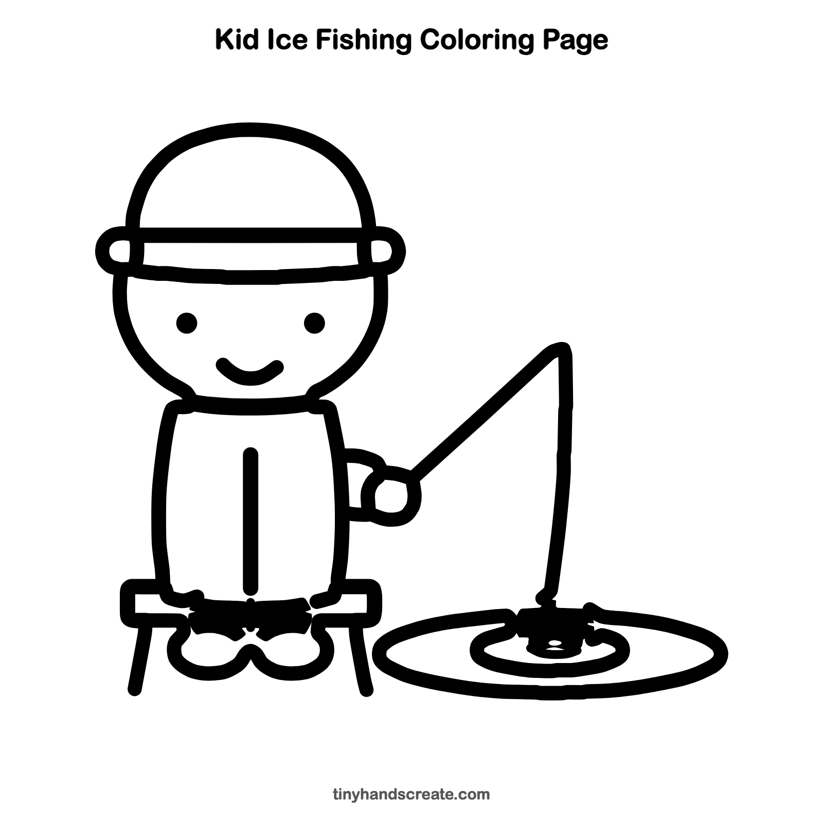 Free printable kid ice fishing coloring page for kids