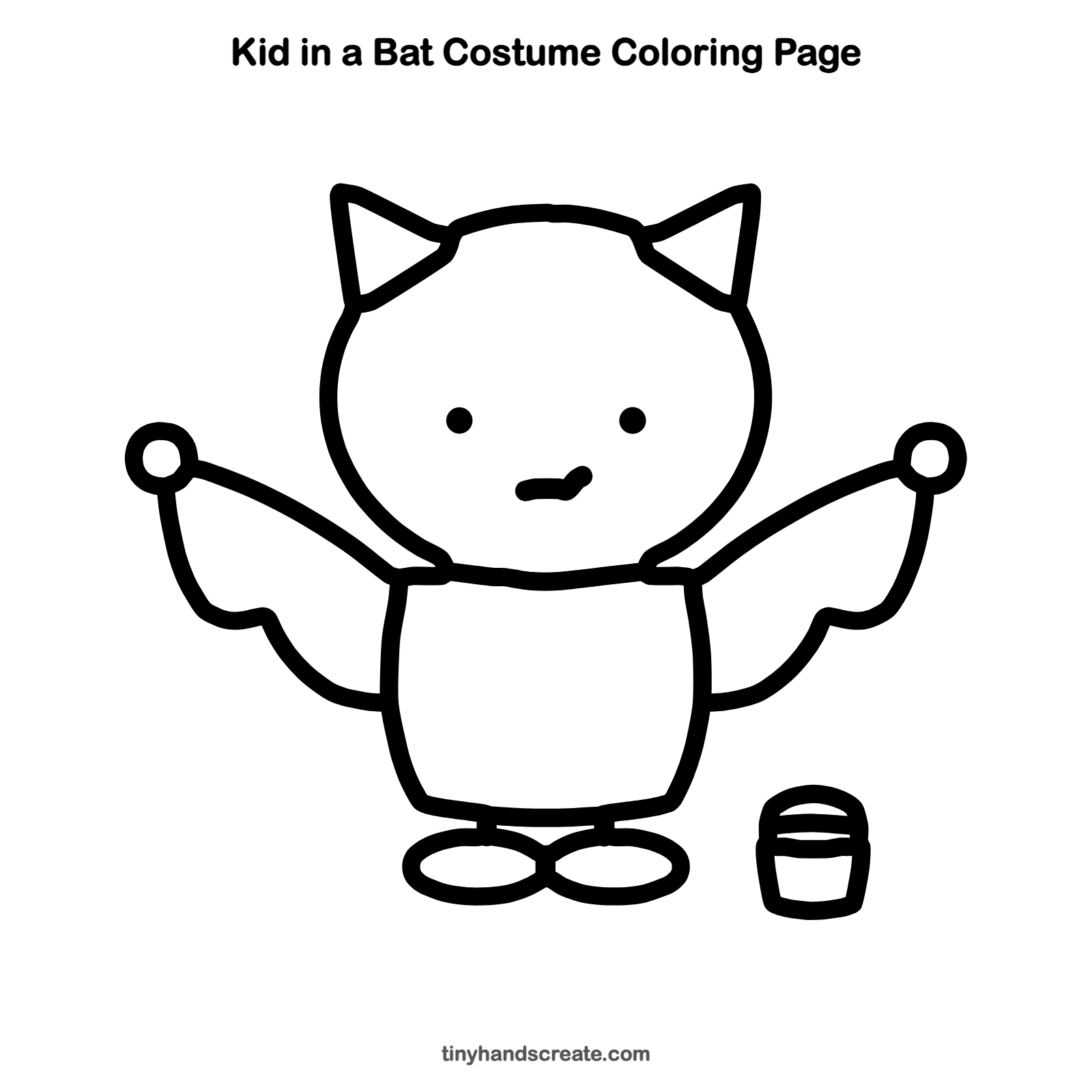 Free printable kid in a bat costume coloring page for kids