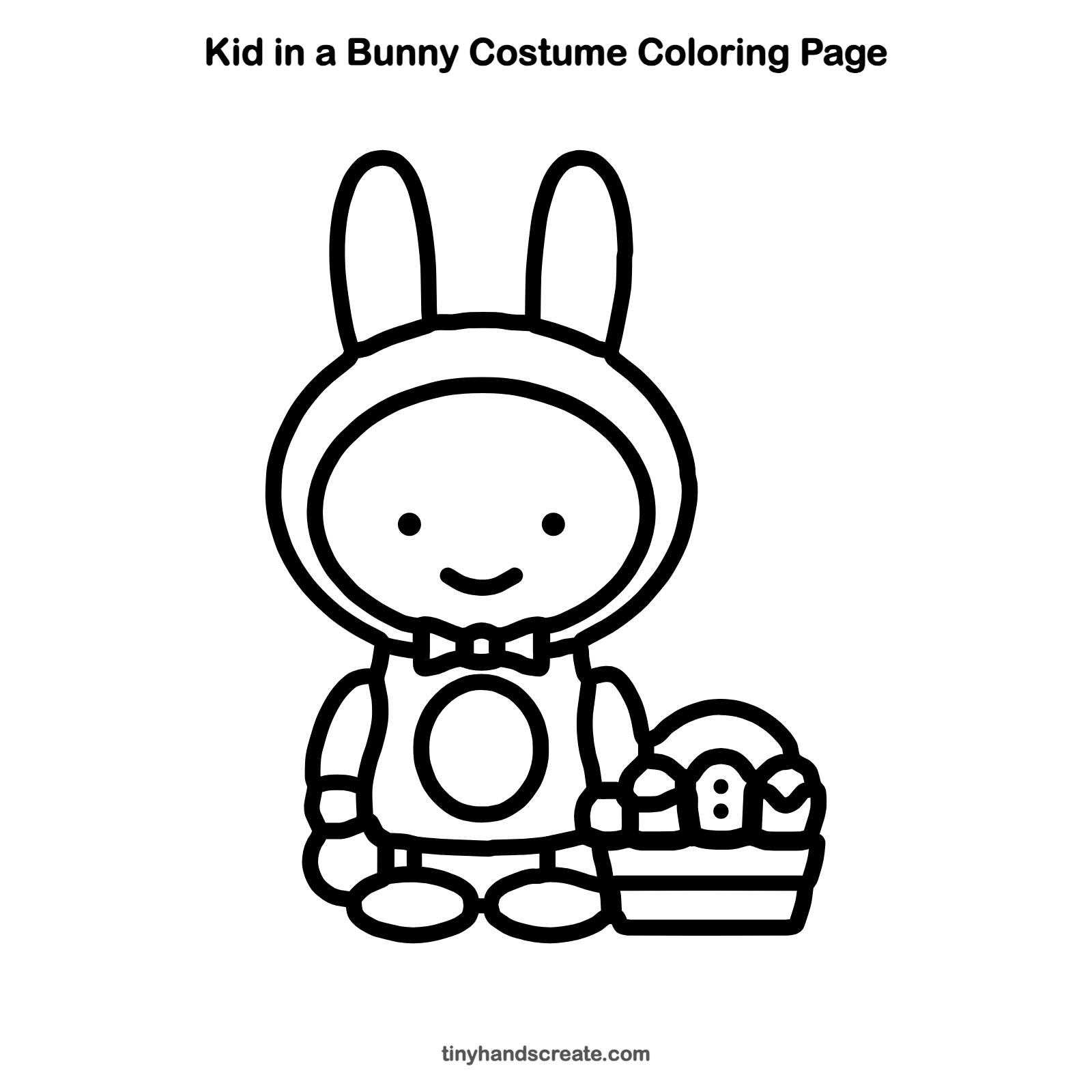 Free printable kid in a bunny costume coloring page for kids