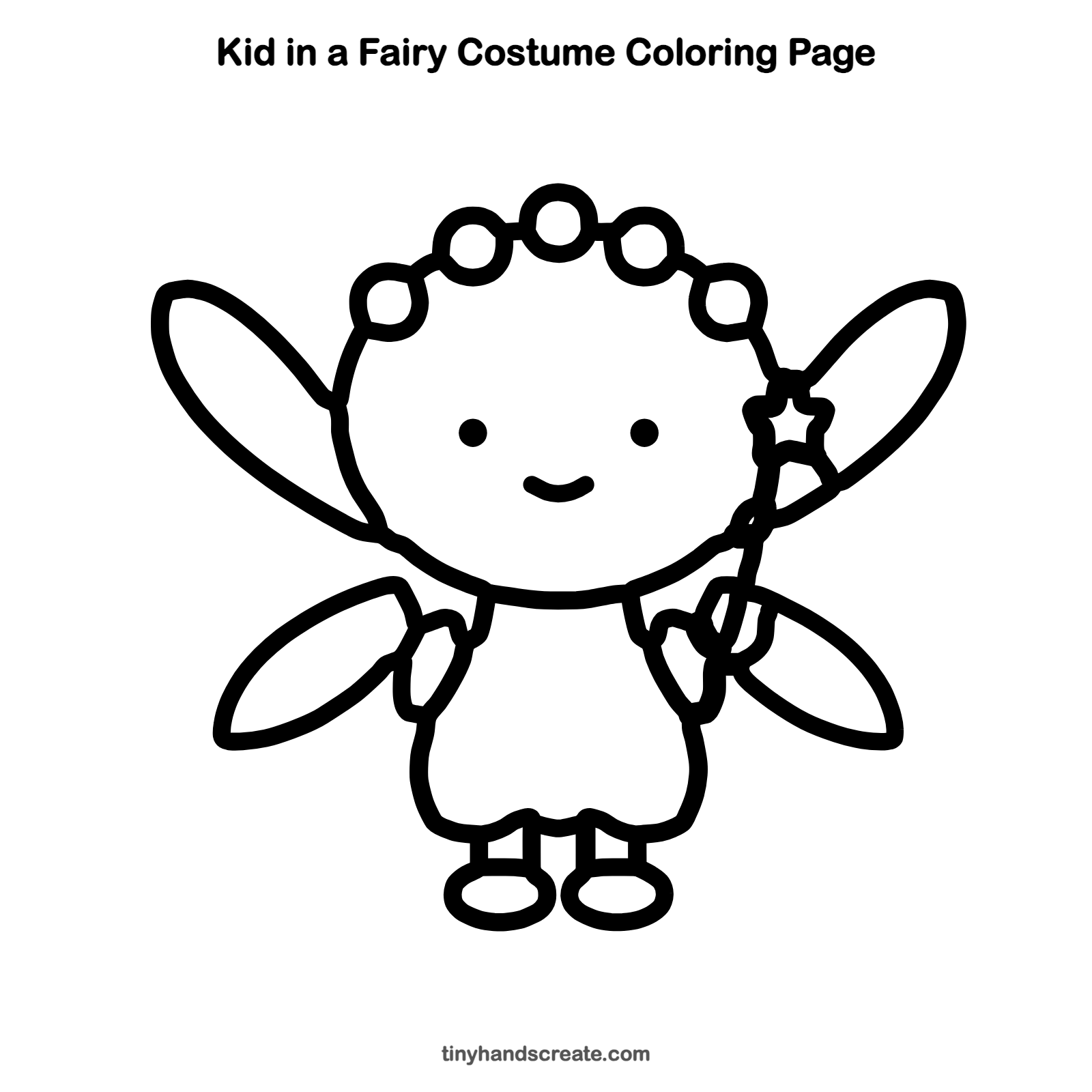 Free printable kid in a fairy costume coloring page for kids