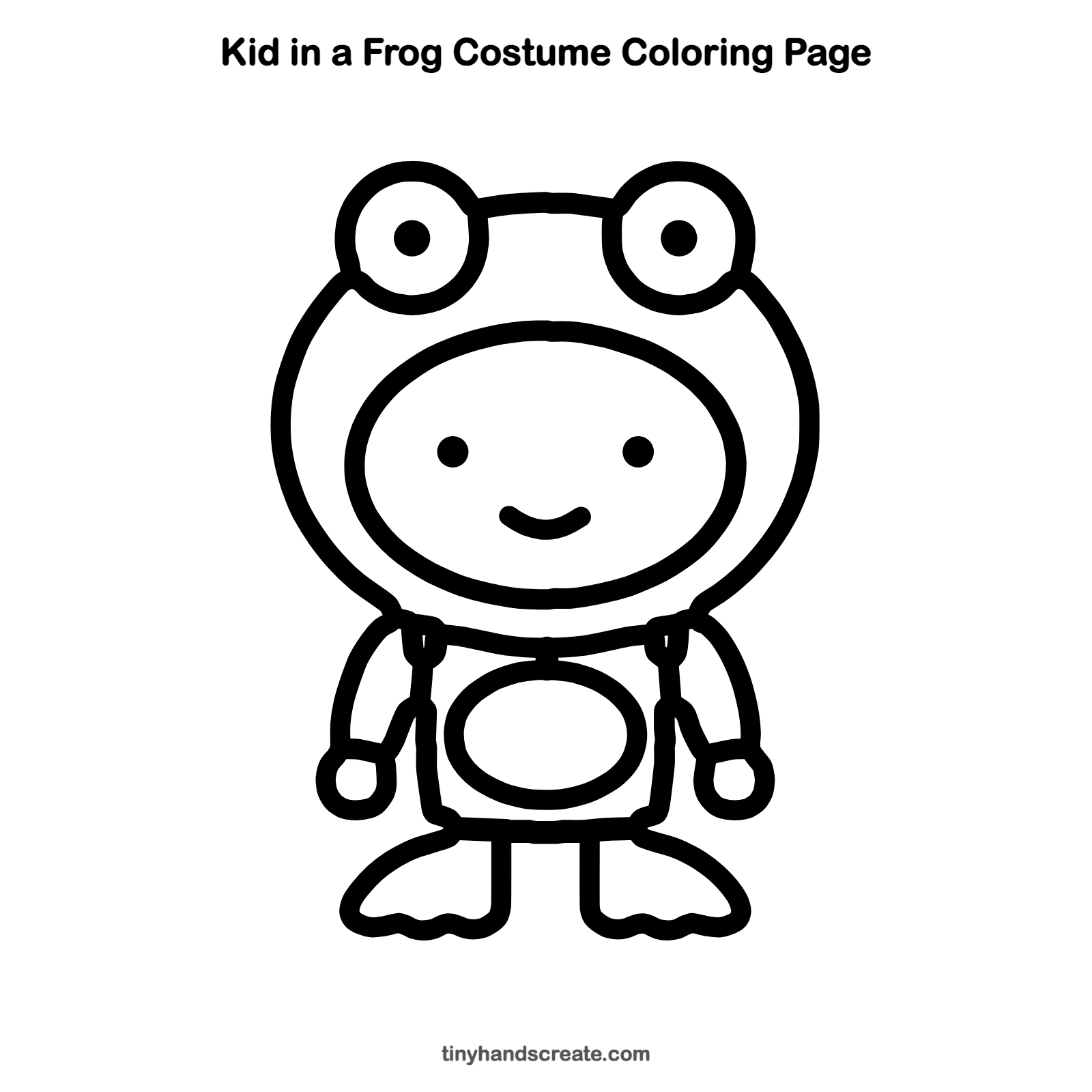Free printable kid in a frog costume coloring page for kids