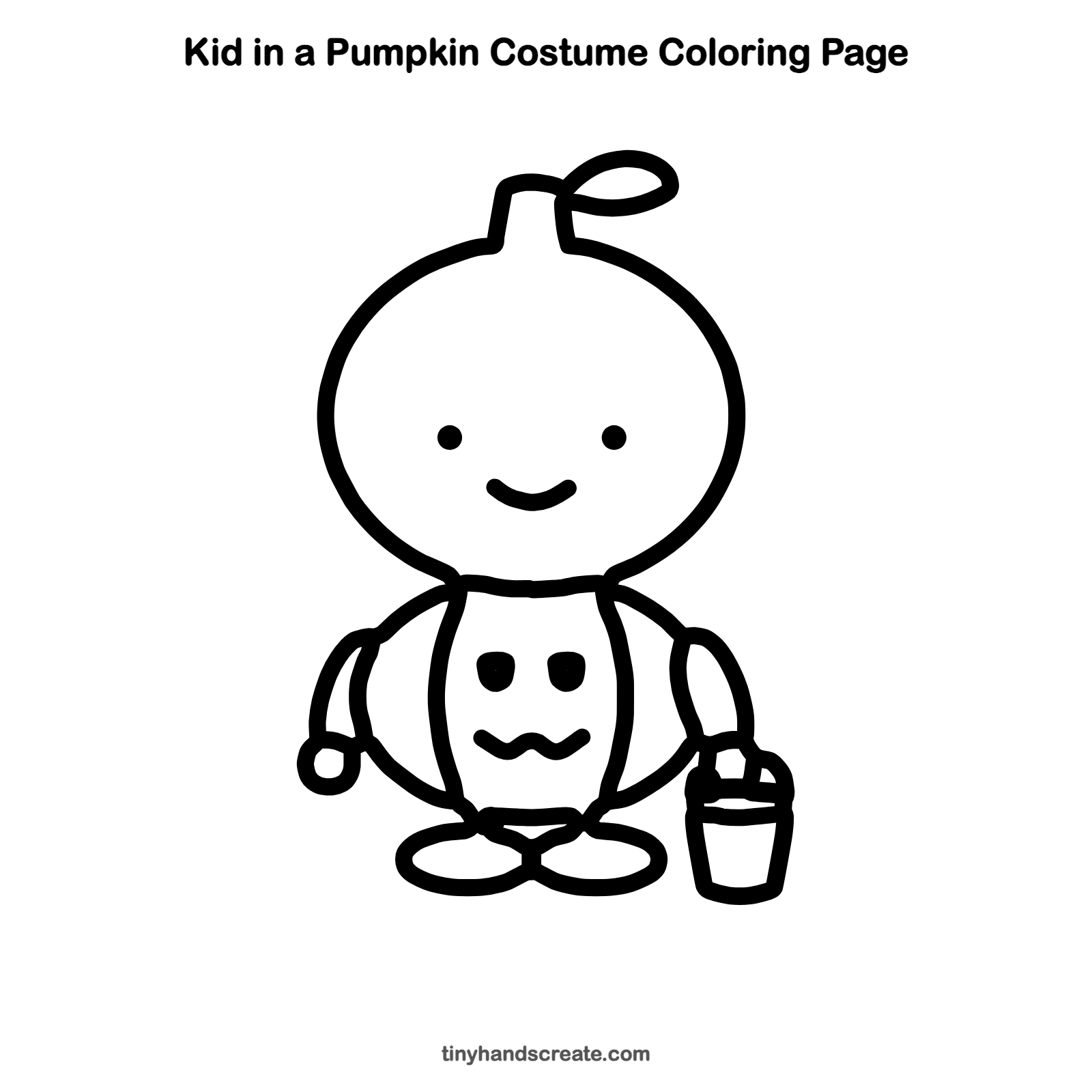 Free printable kid in a pumpkin costume coloring page for kids