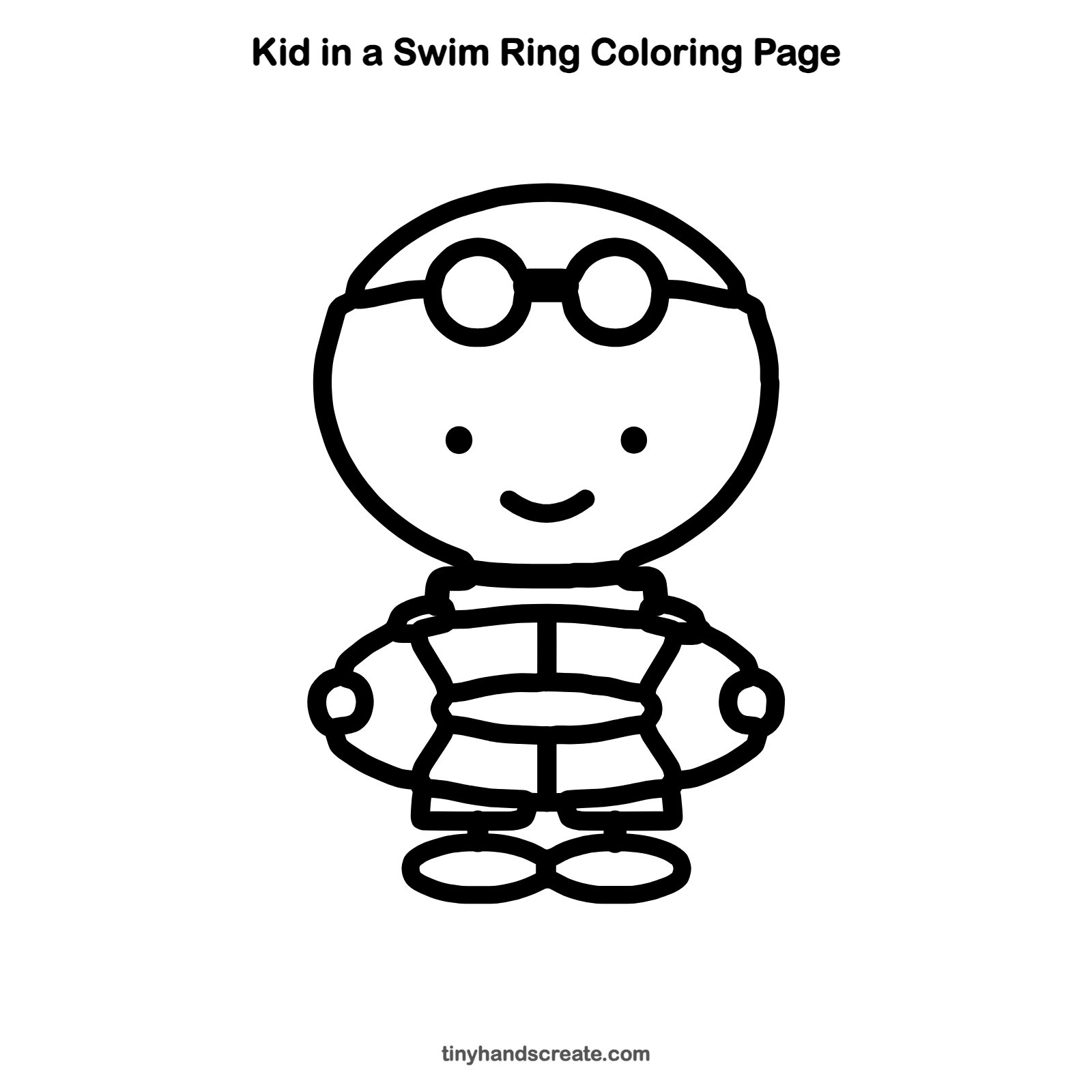 Free printable kid in a swim ring coloring page for kids