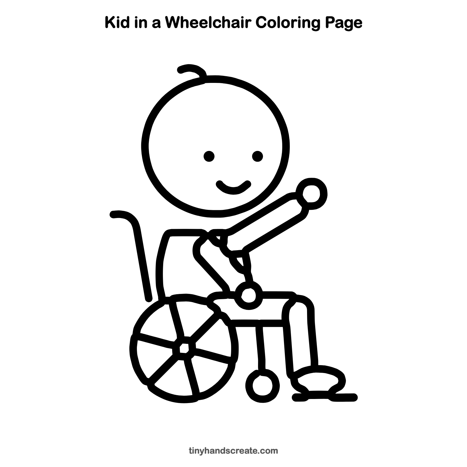 Free printable kid in a wheelchair coloring page for kids