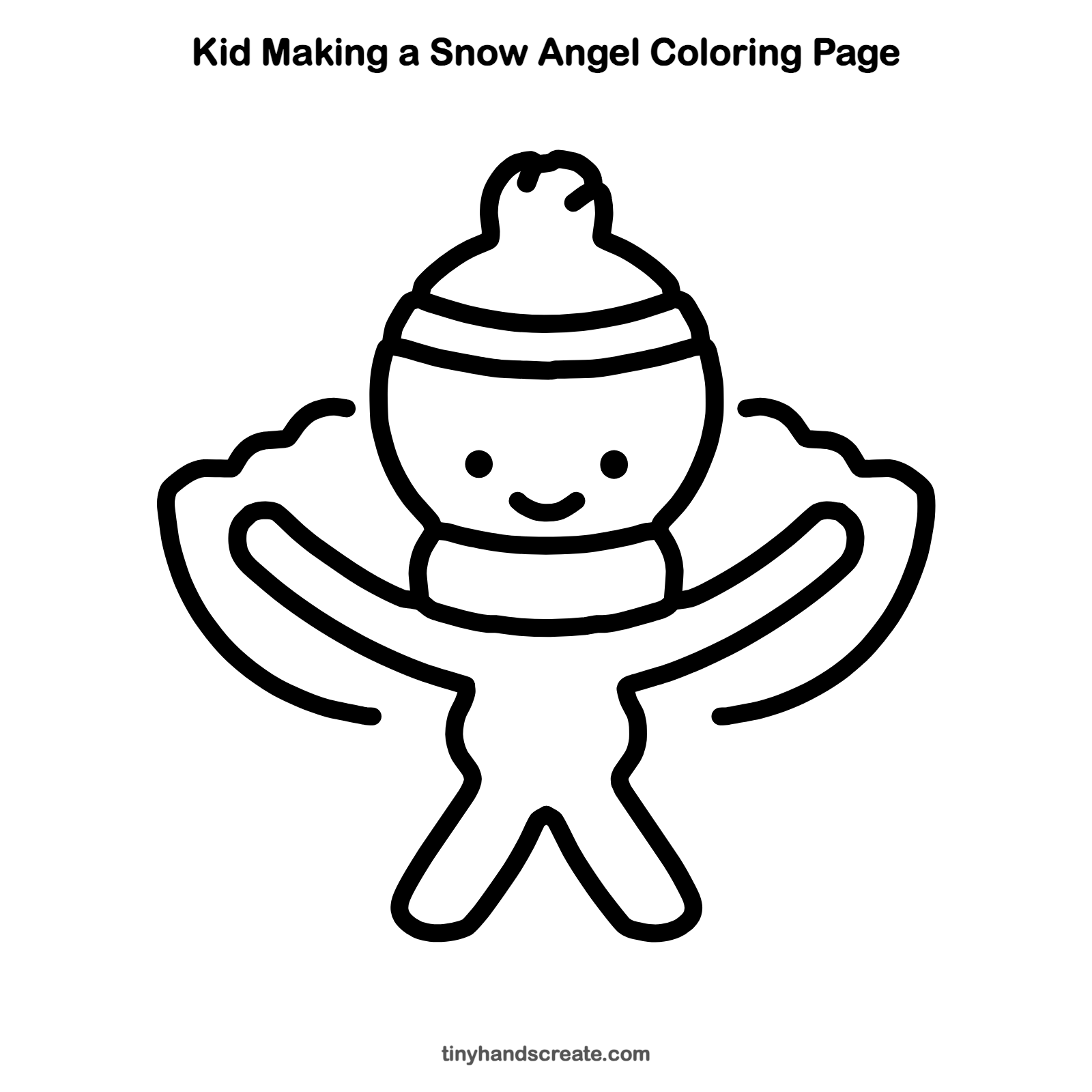 Free printable kid making a snow angel coloring page for kids