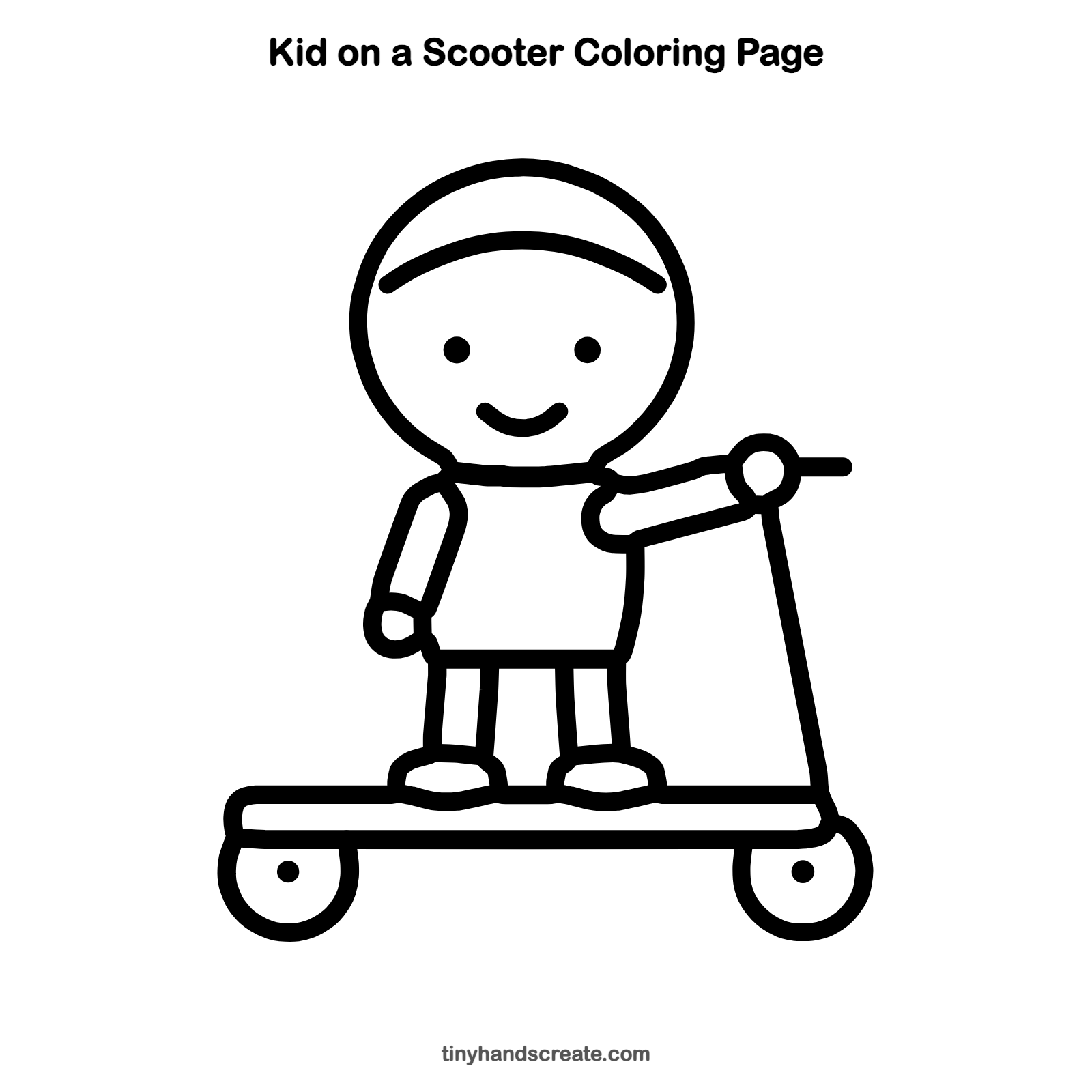 Free printable kid on a scooter coloring page for kids