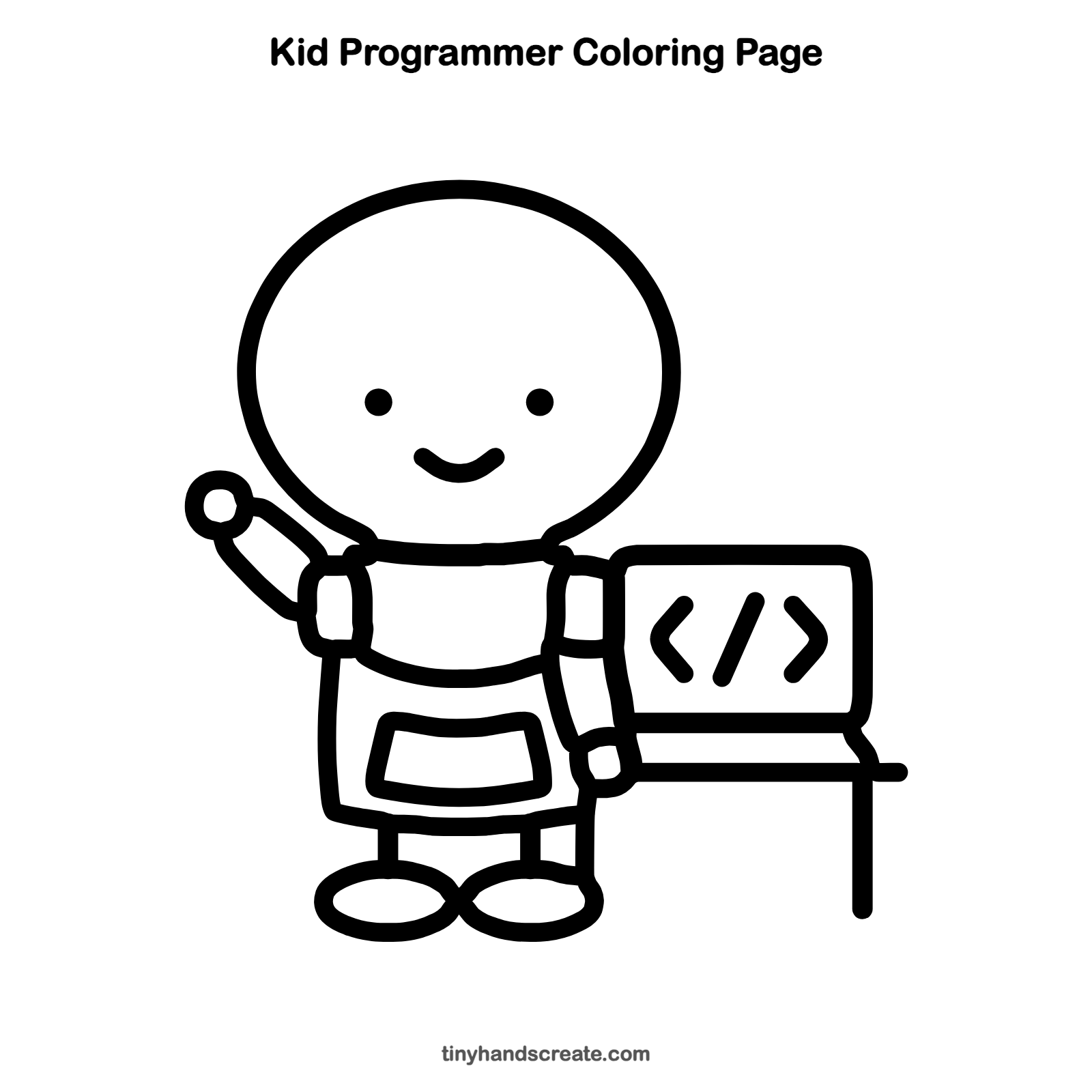 Free printable kid programmer coloring page for kids