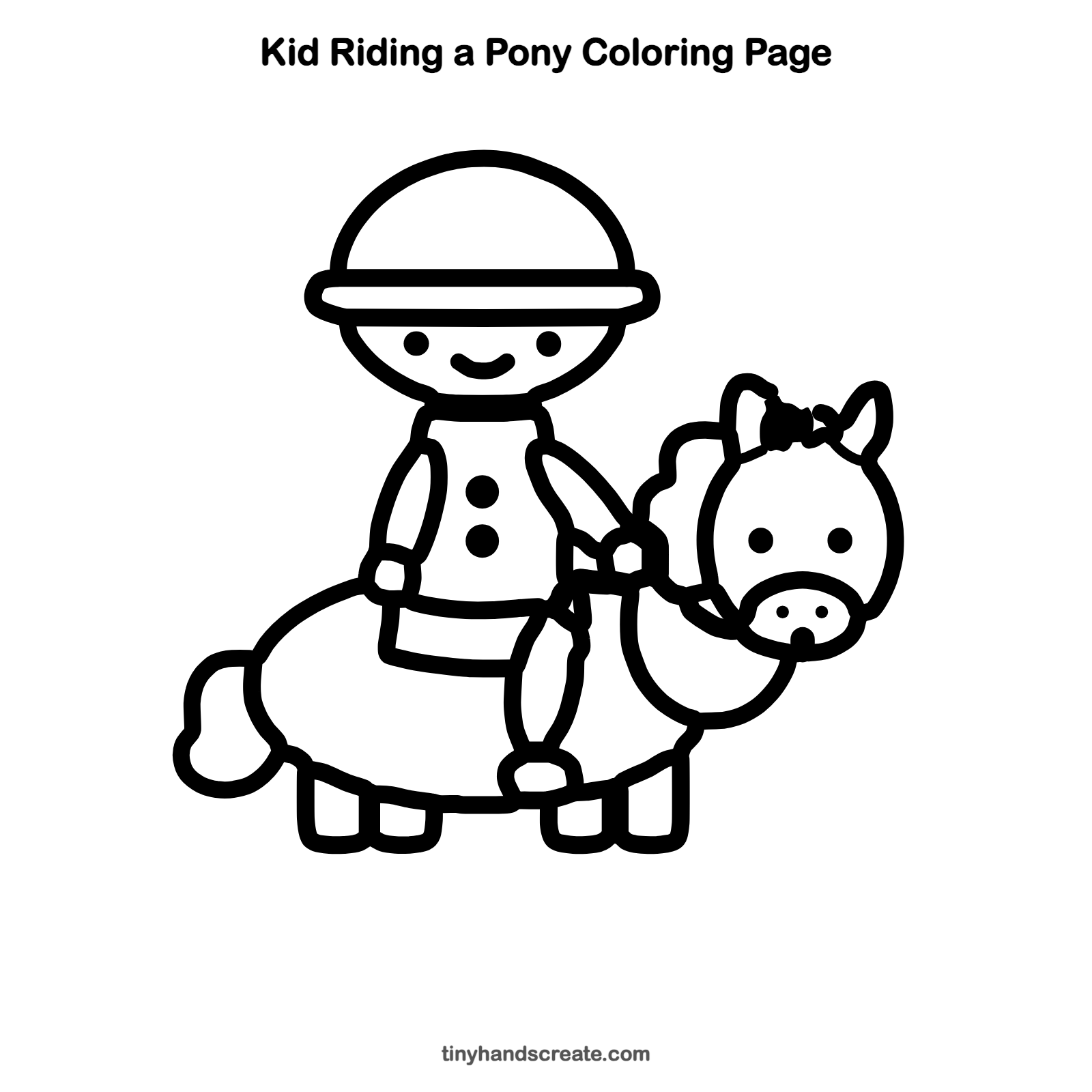 Free printable kid riding a pony coloring page for kids