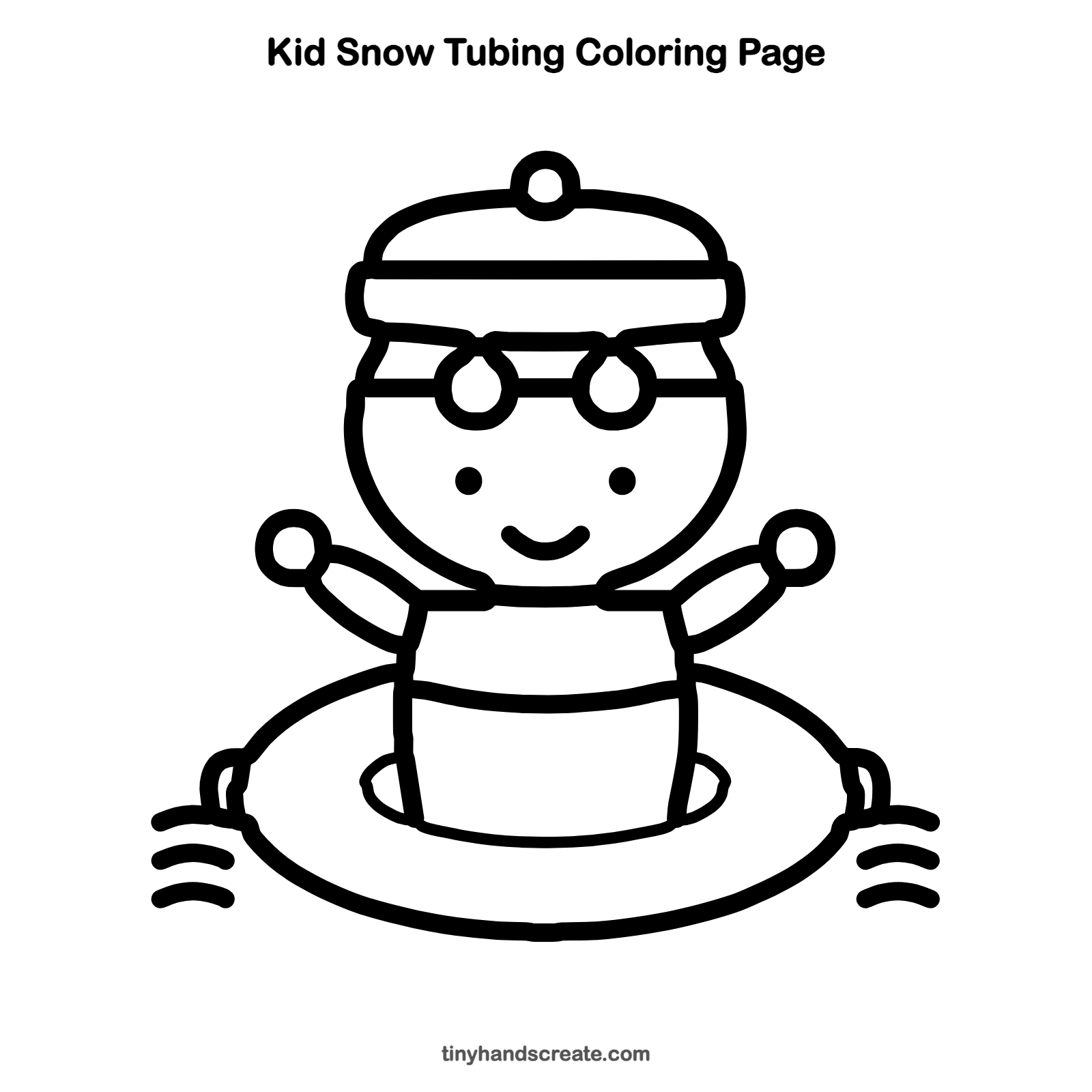 Free printable kid snow tubing coloring page for kids
