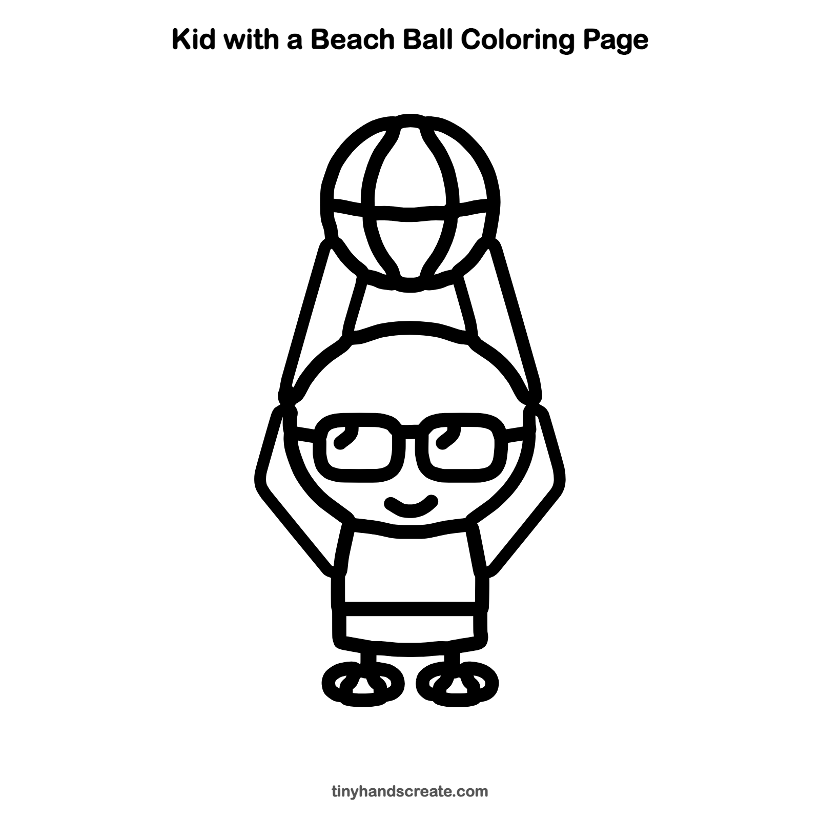Free printable kid with a beach ball coloring page for kids