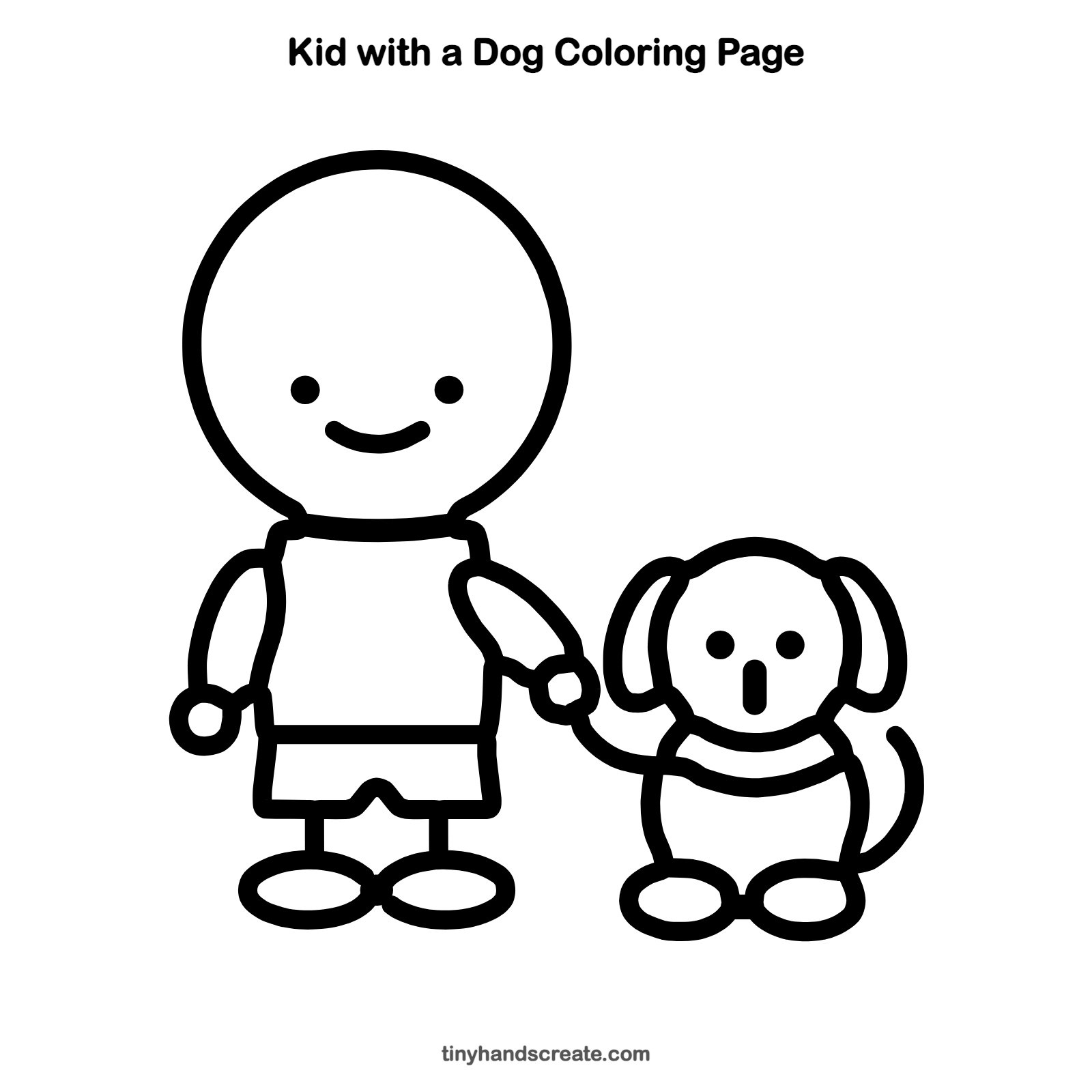 Free printable kid with a dog coloring page for kids