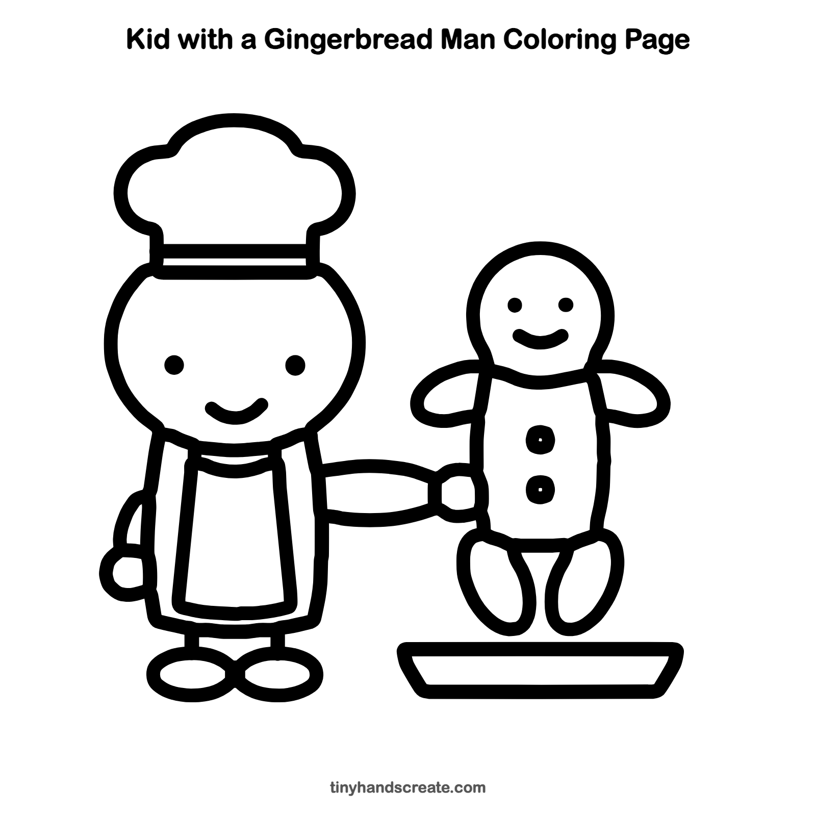 Free printable kid with a gingerbread man coloring page for kids