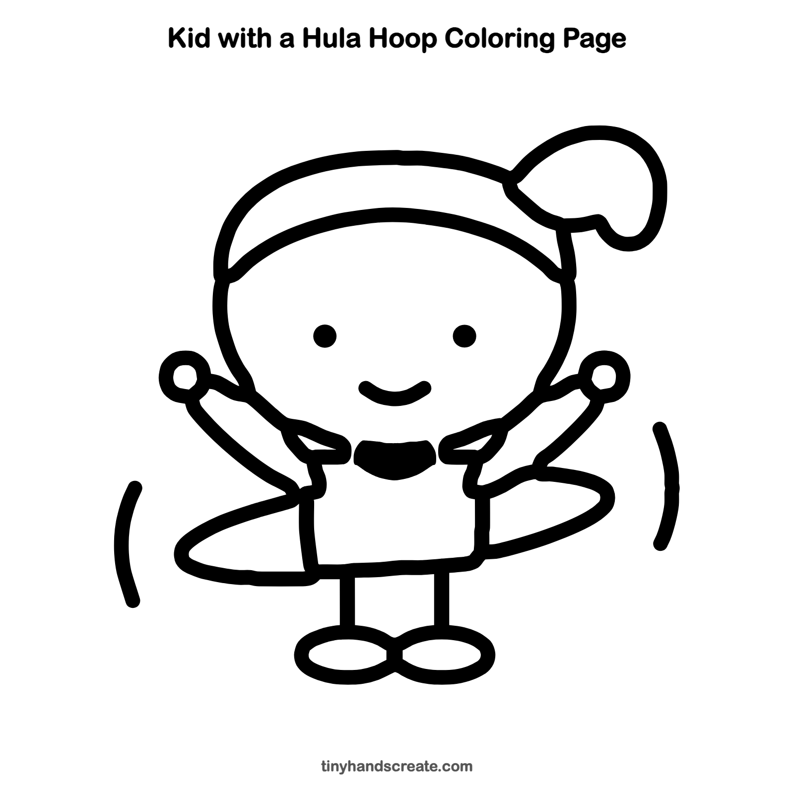 Free printable kid with a hula hoop coloring page for kids