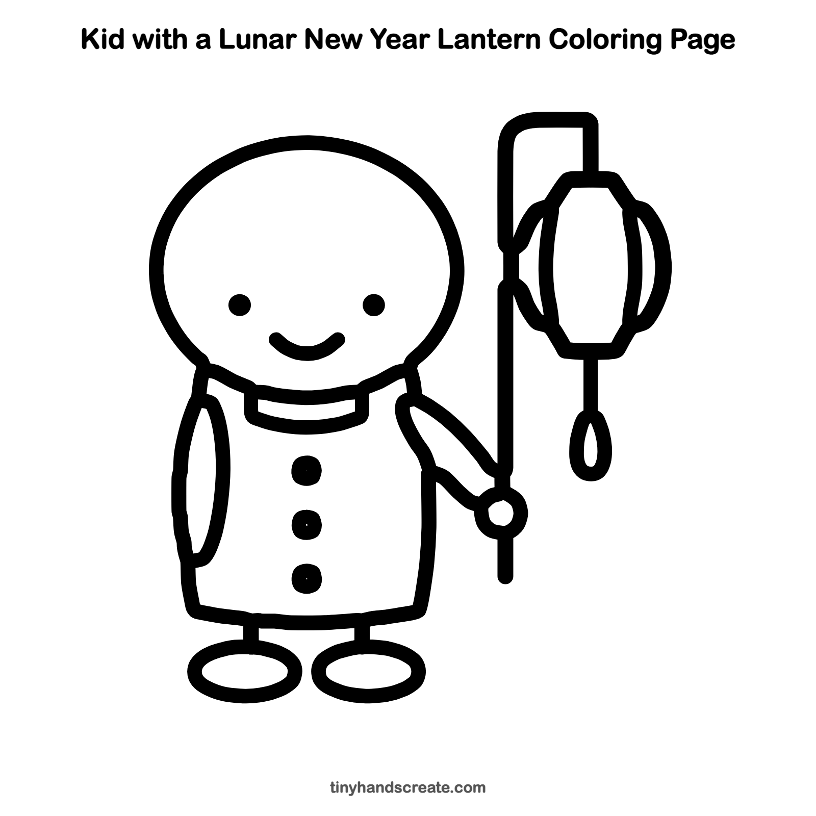 Free printable kid with a Lunar New Year lantern coloring page for kids