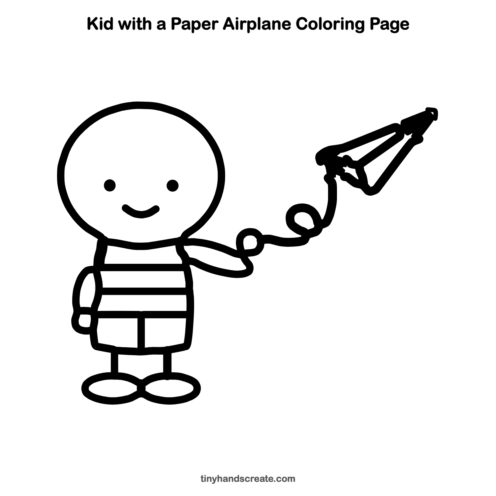 Free printable kid with a paper airplane coloring page for kids