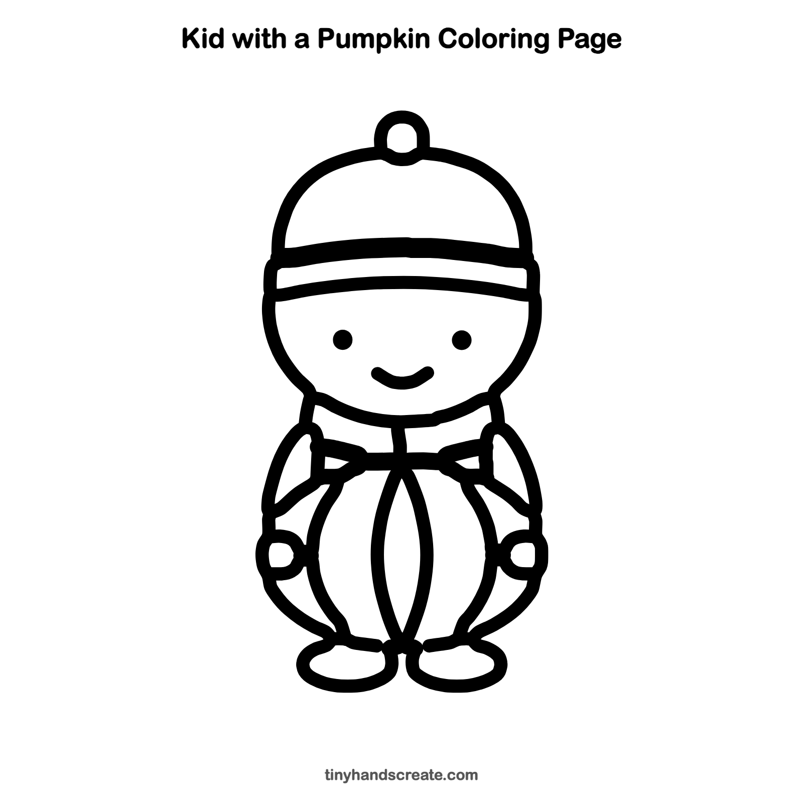 Free printable kid with a pumpkin coloring page for kids