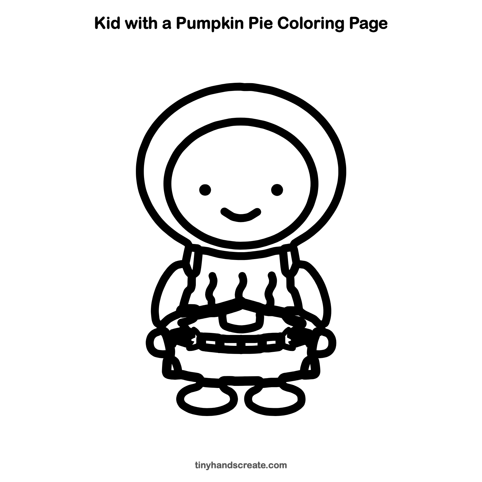 Free printable kid with a pumpkin pie coloring page for kids
