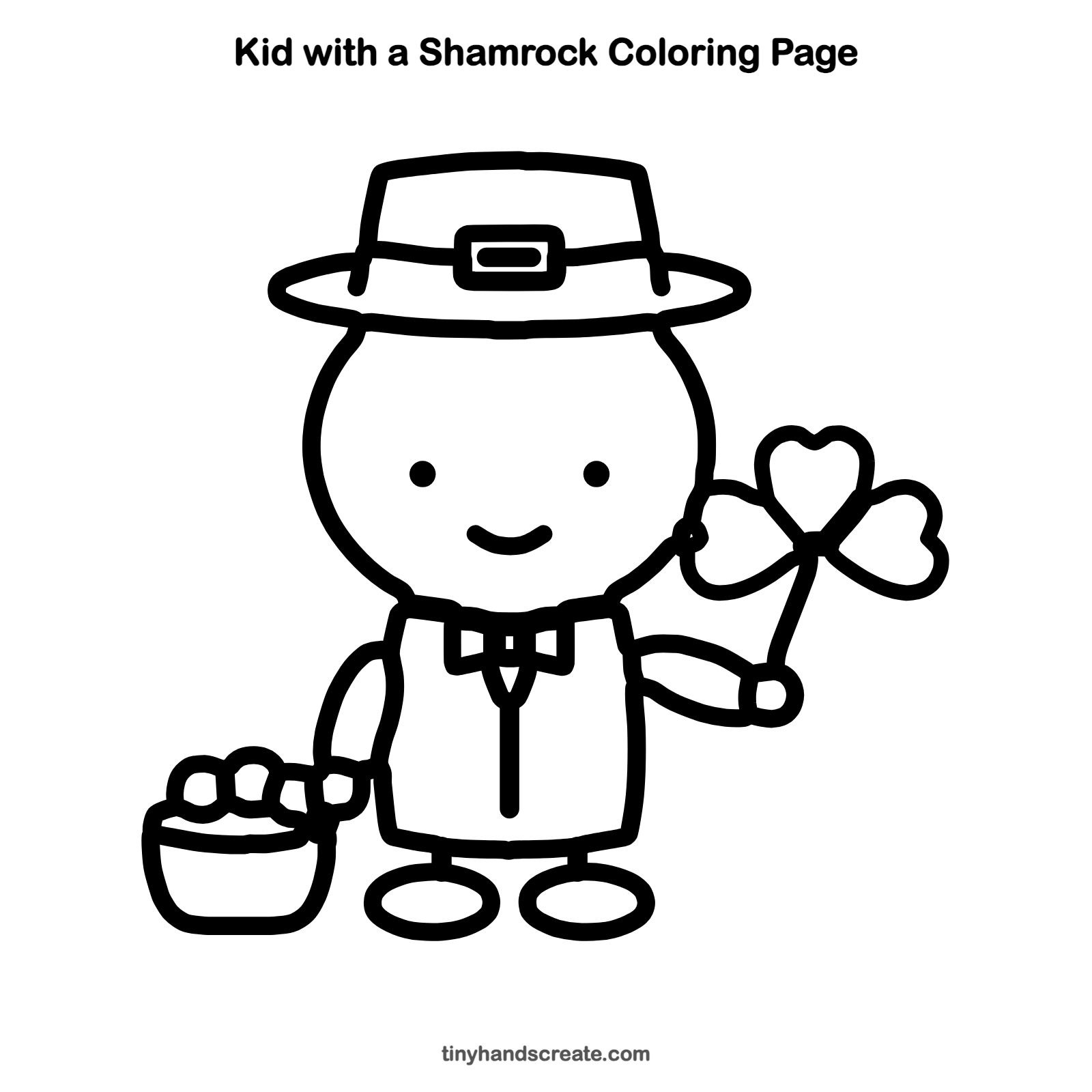 Free printable kid with a shamrock coloring page for kids