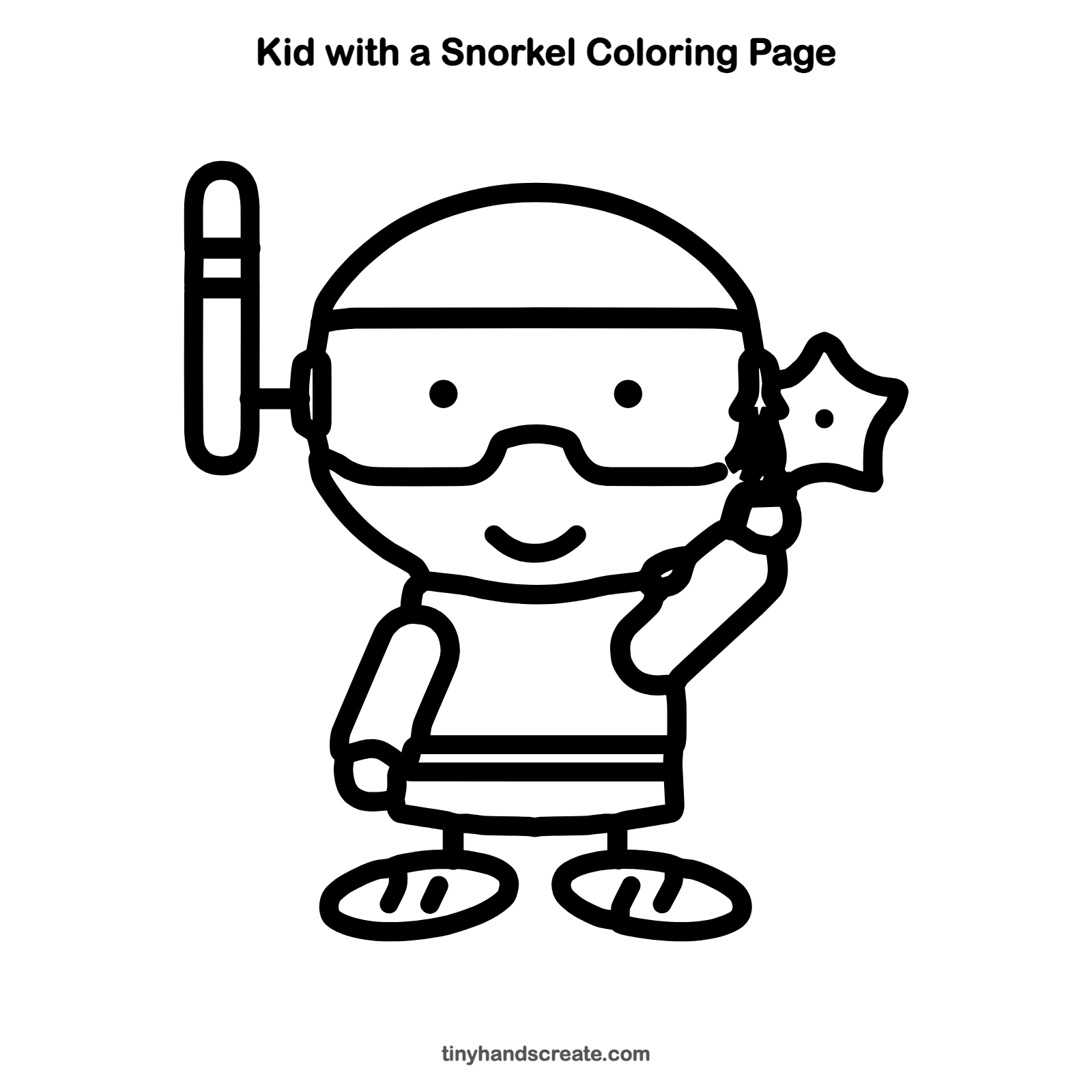 Free printable kid with a snorkel coloring page for kids