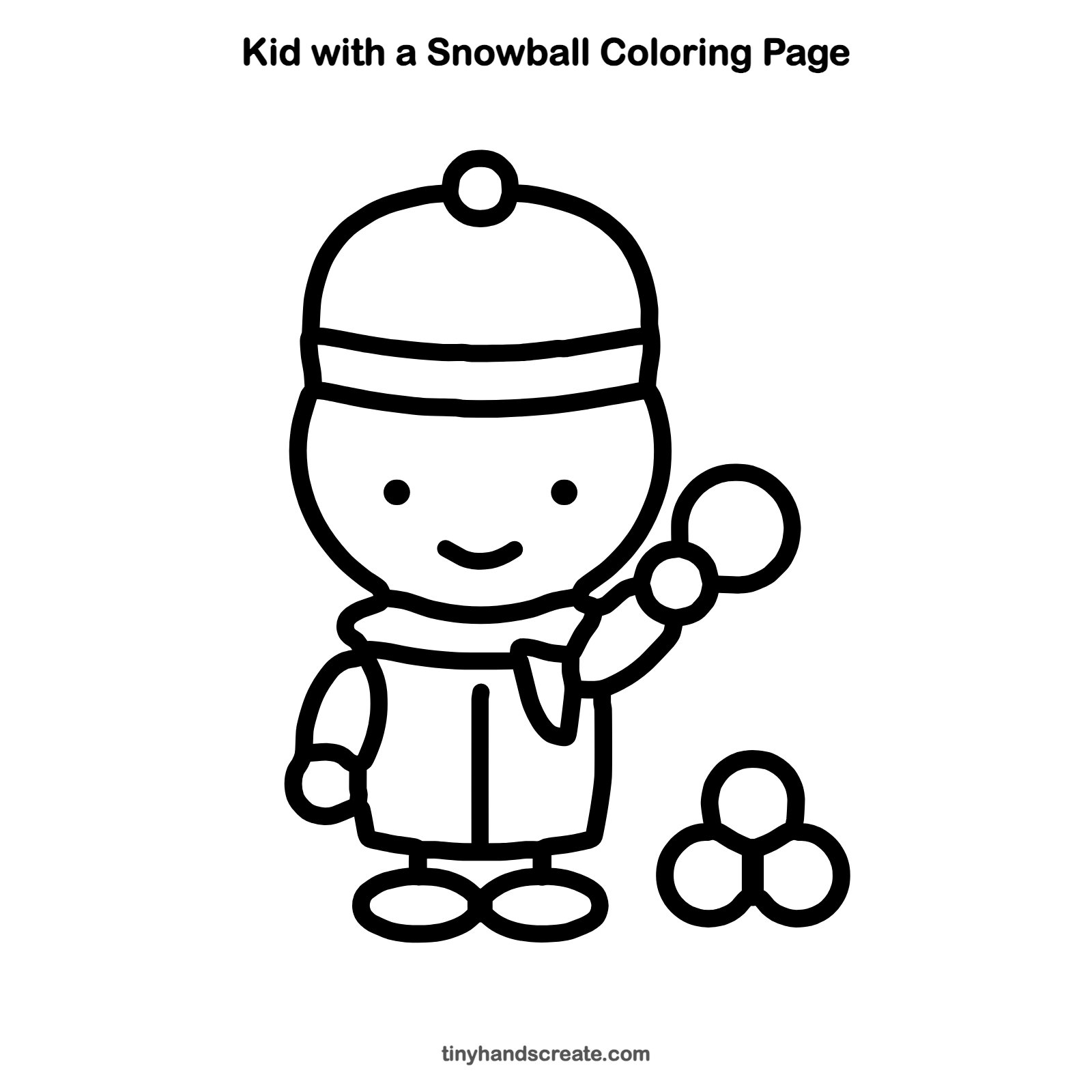 Free printable kid with a snowball coloring page for kids