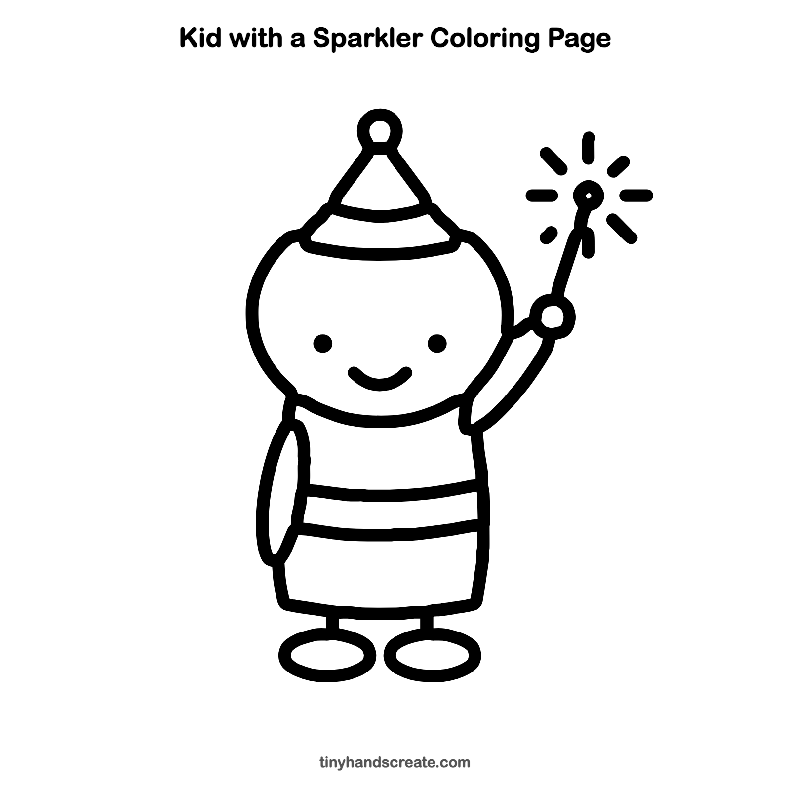 Free printable kid with a sparkler coloring page for kids