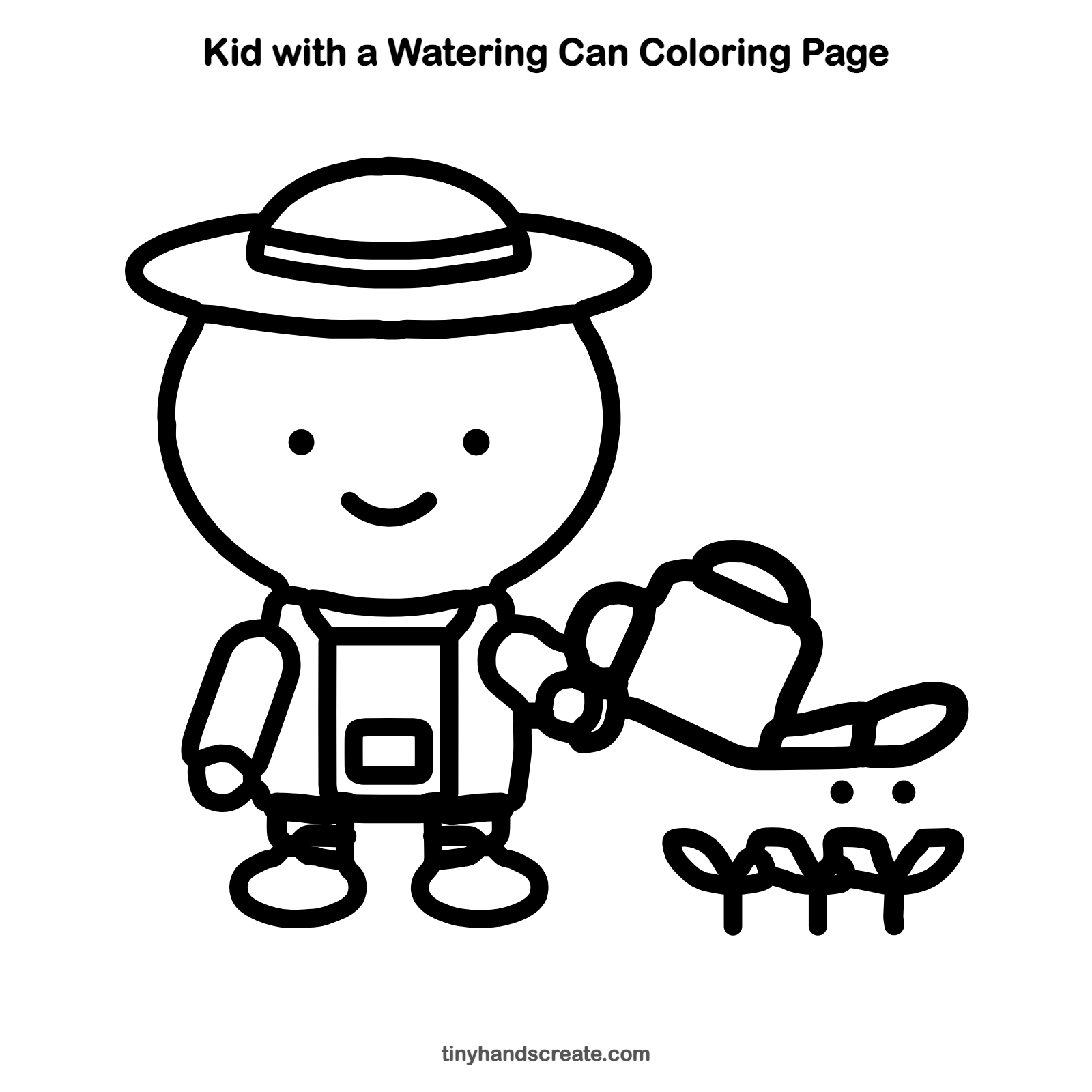 Free printable kid with a watering can coloring page for kids