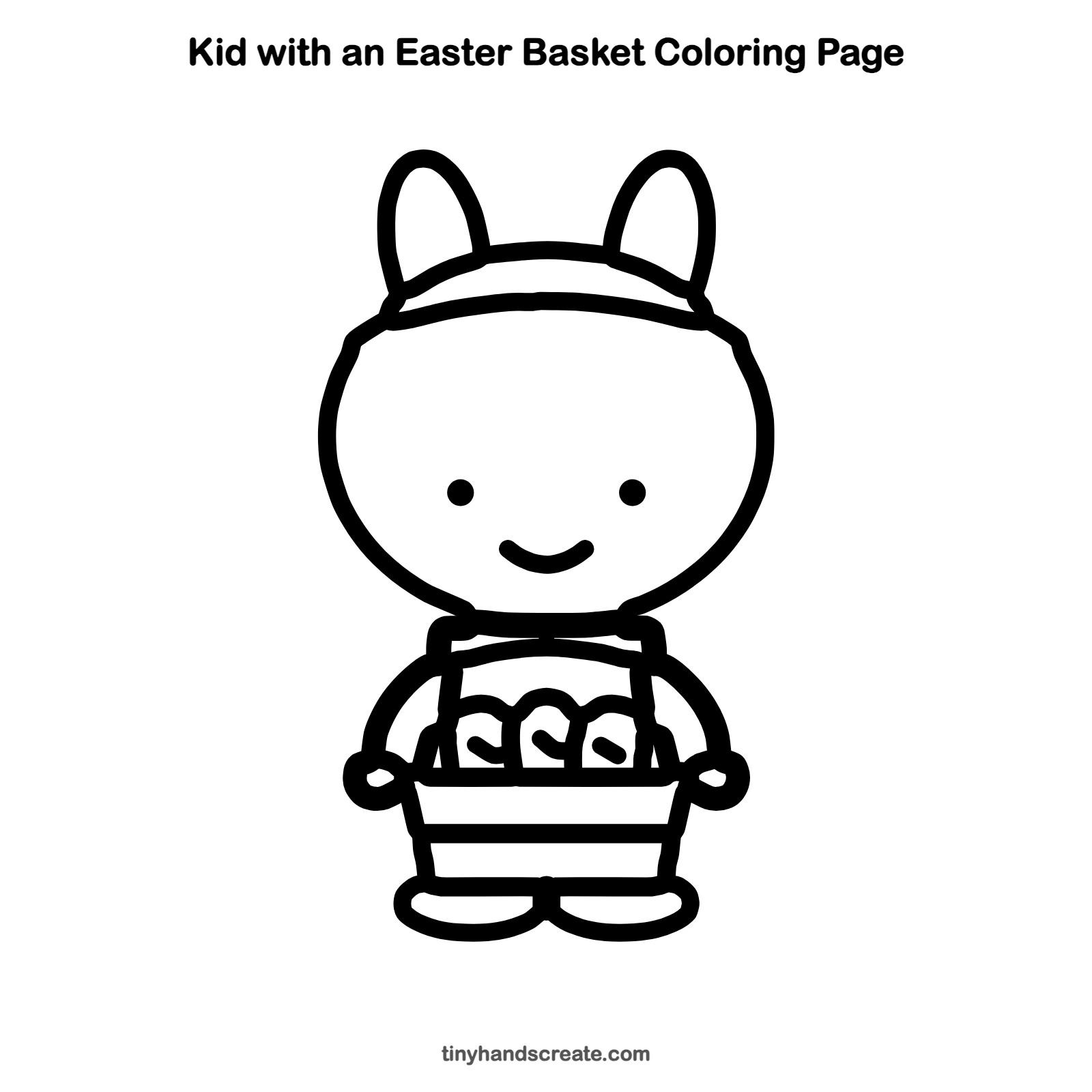 Free printable kid with an Easter basket coloring page for kids
