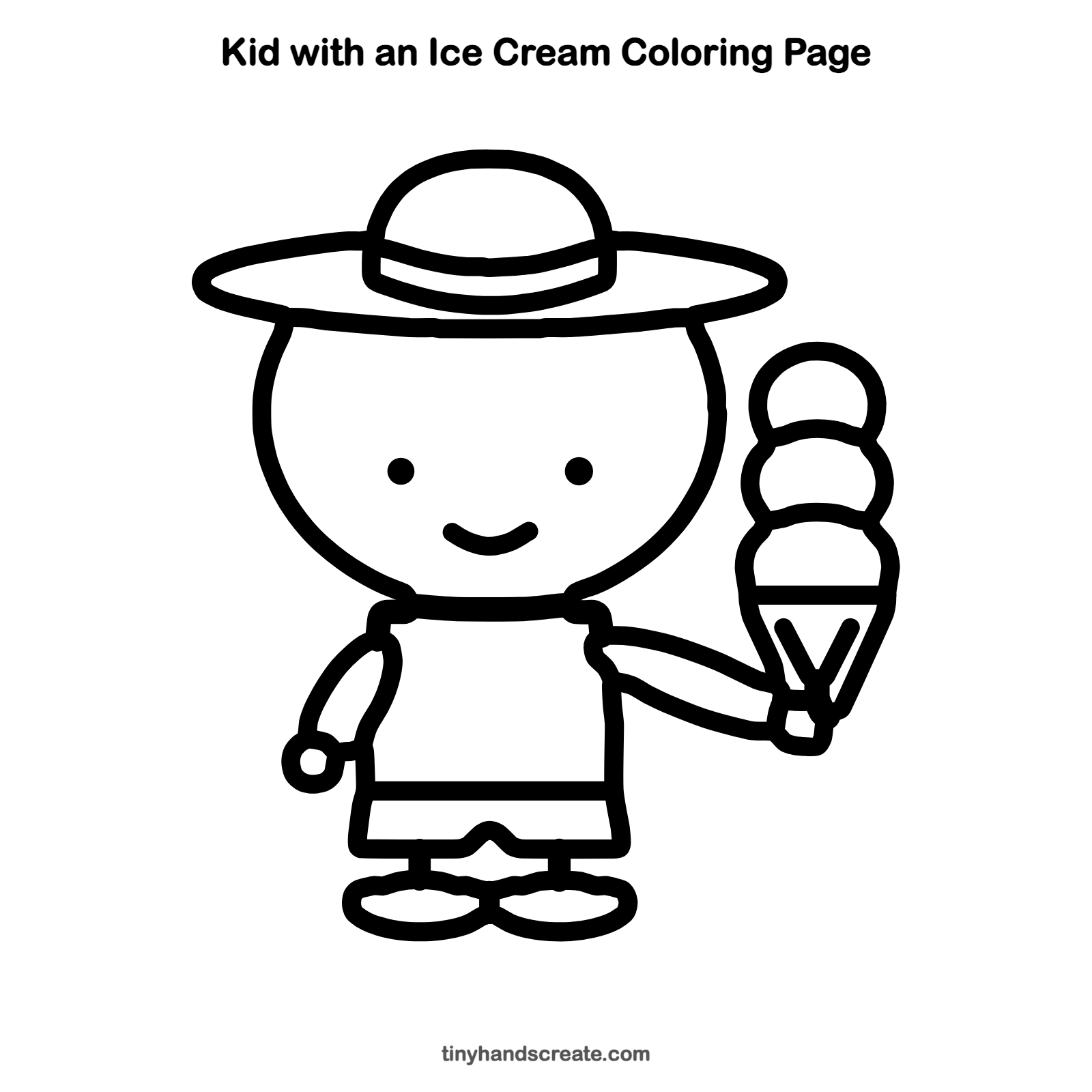 Free printable kid with an ice cream coloring page for kids