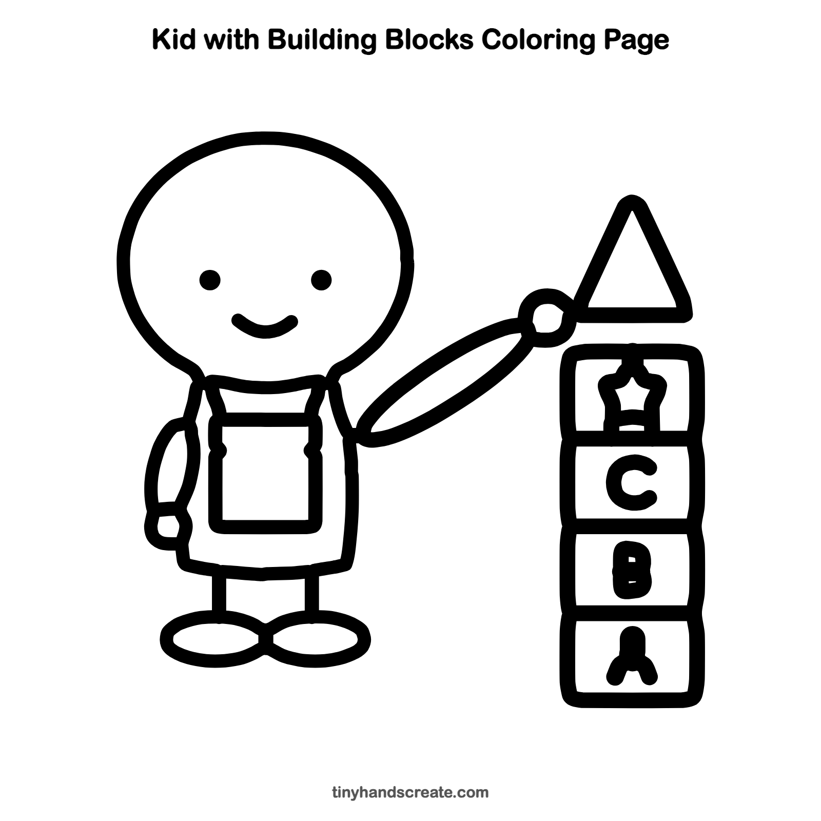 Free printable kid with building blocks coloring page for kids