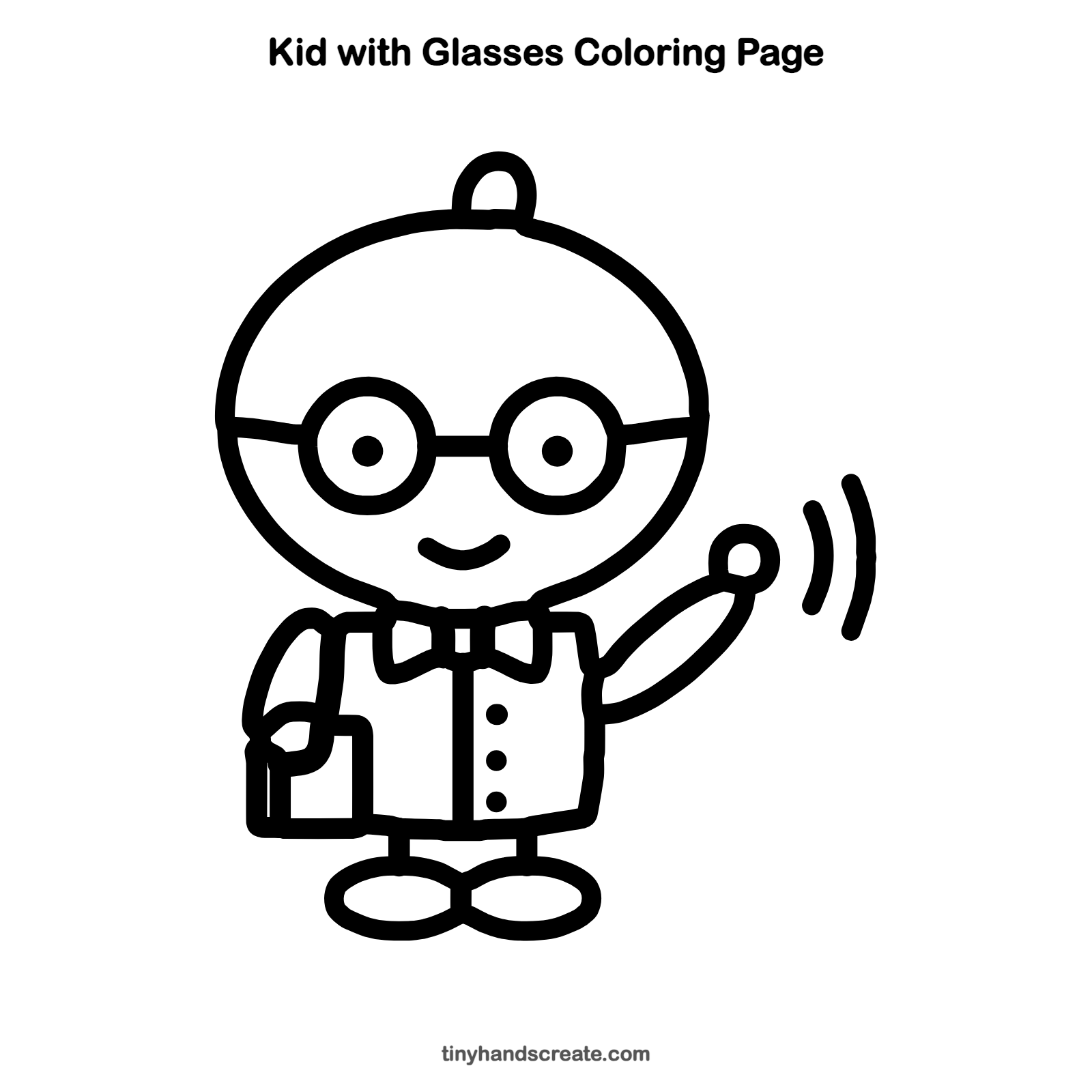 Free printable kid with glasses coloring page for kids