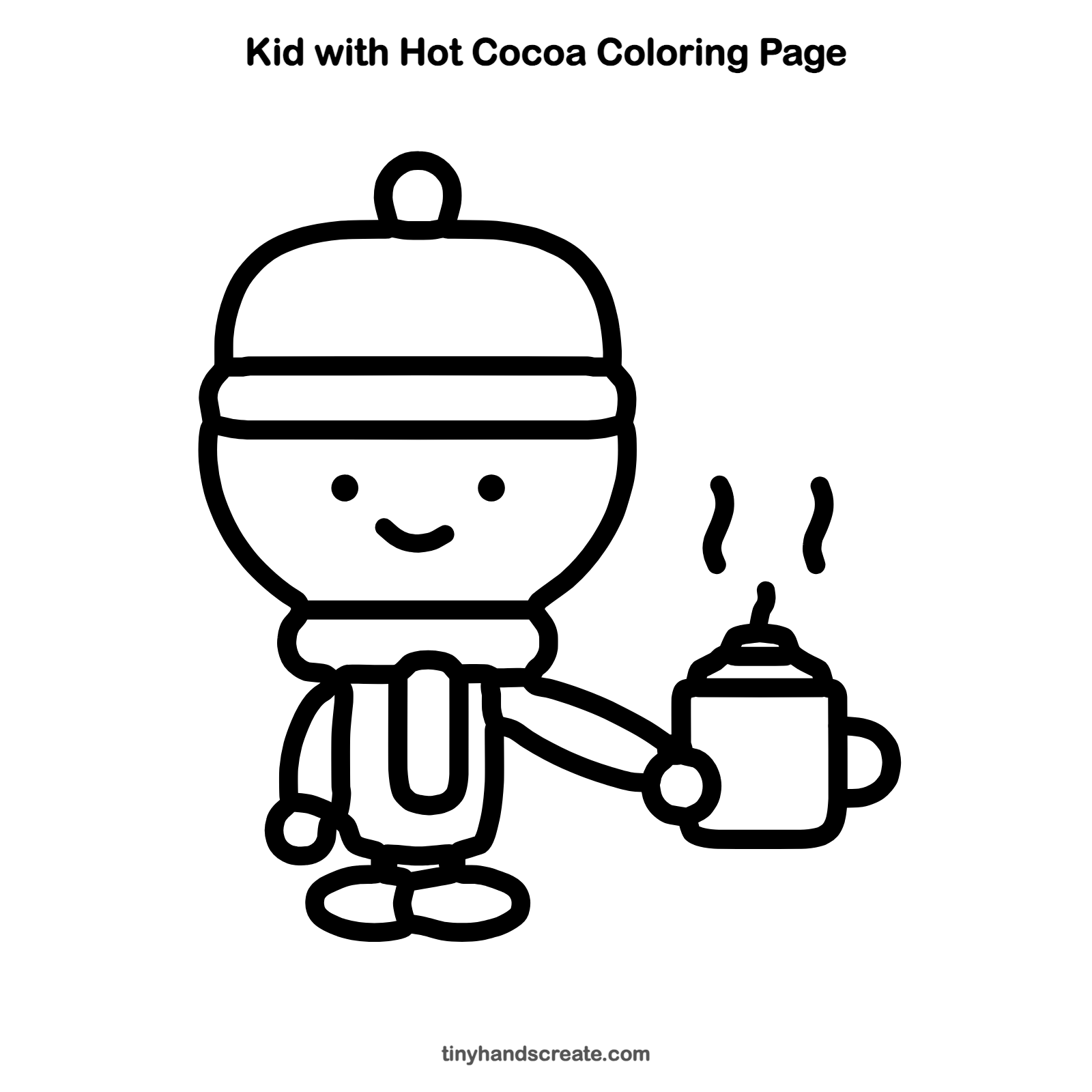 Free printable kid with hot cocoa coloring page for kids