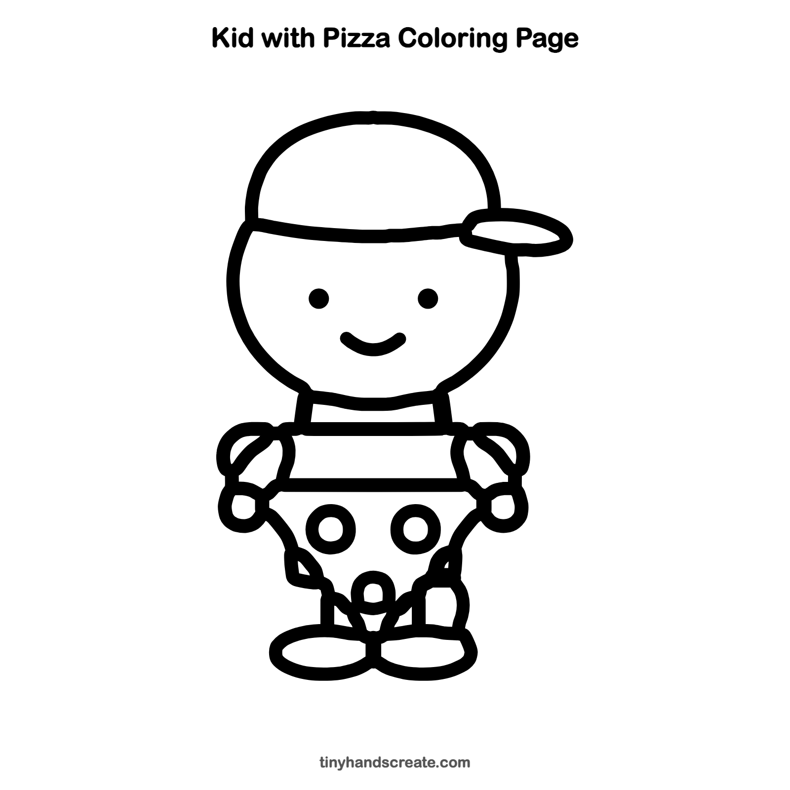 Free printable kid with pizza coloring page for kids