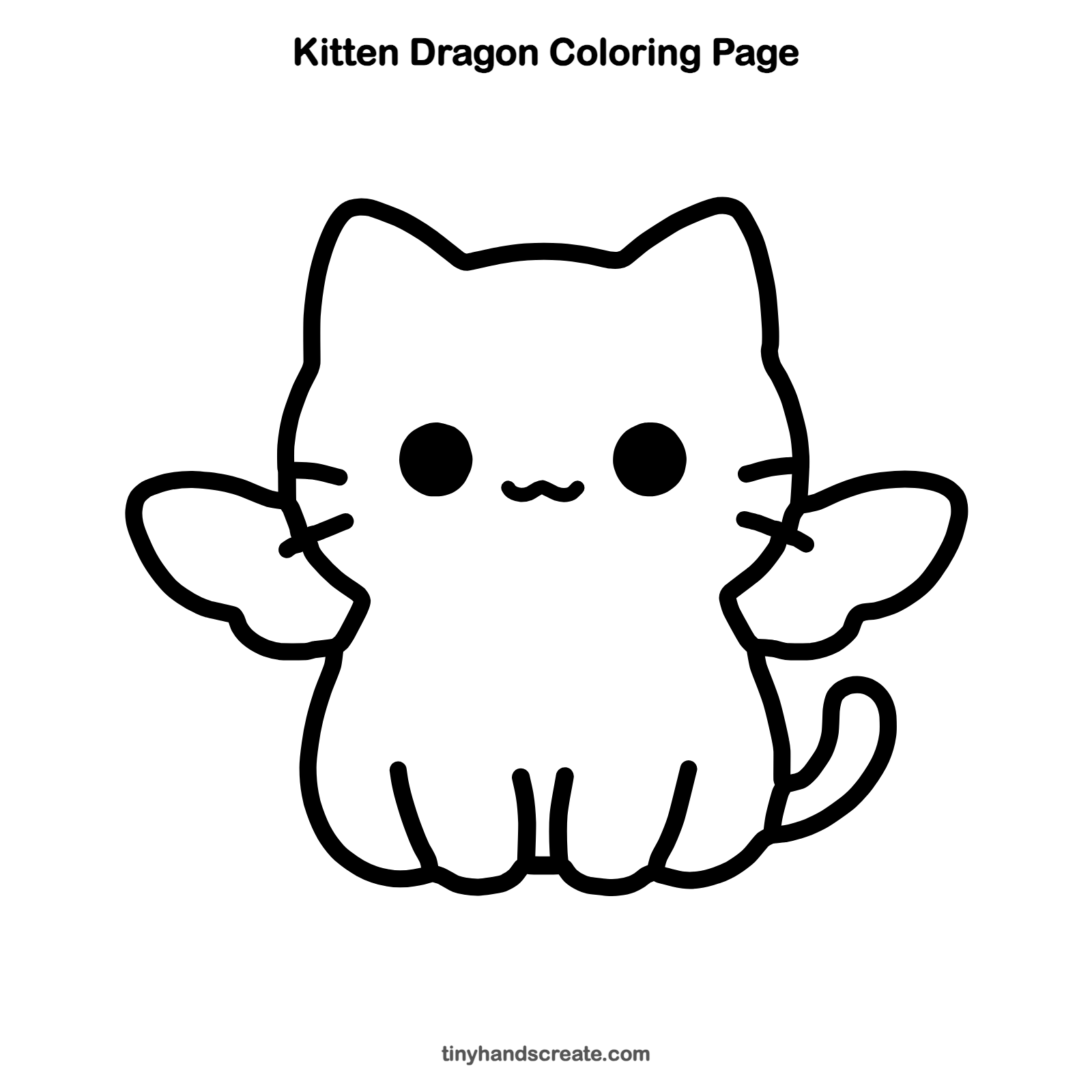 Free printable kitten dragon coloring page for kids