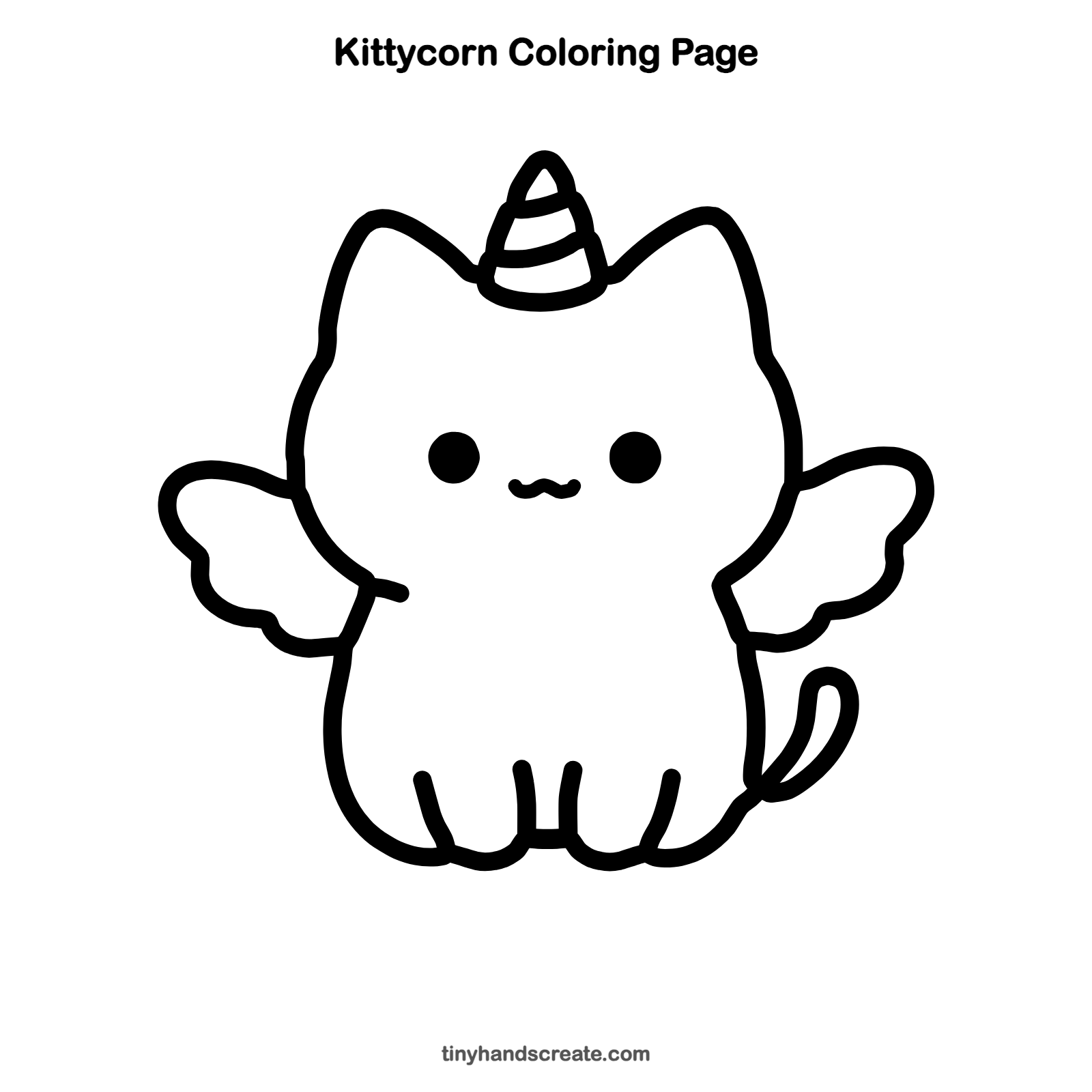 Free printable kittycorn coloring page for kids