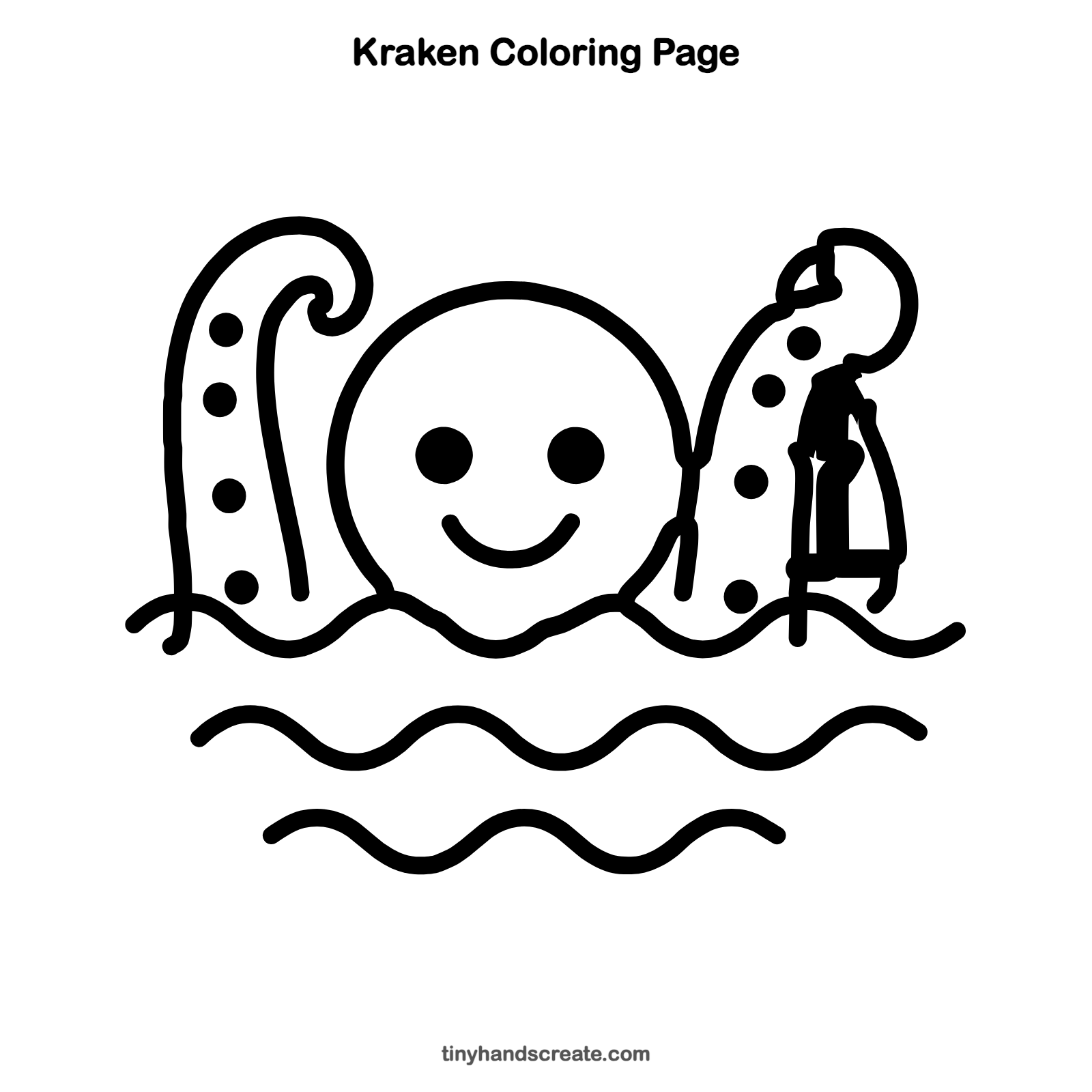 Free printable kraken coloring page for kids