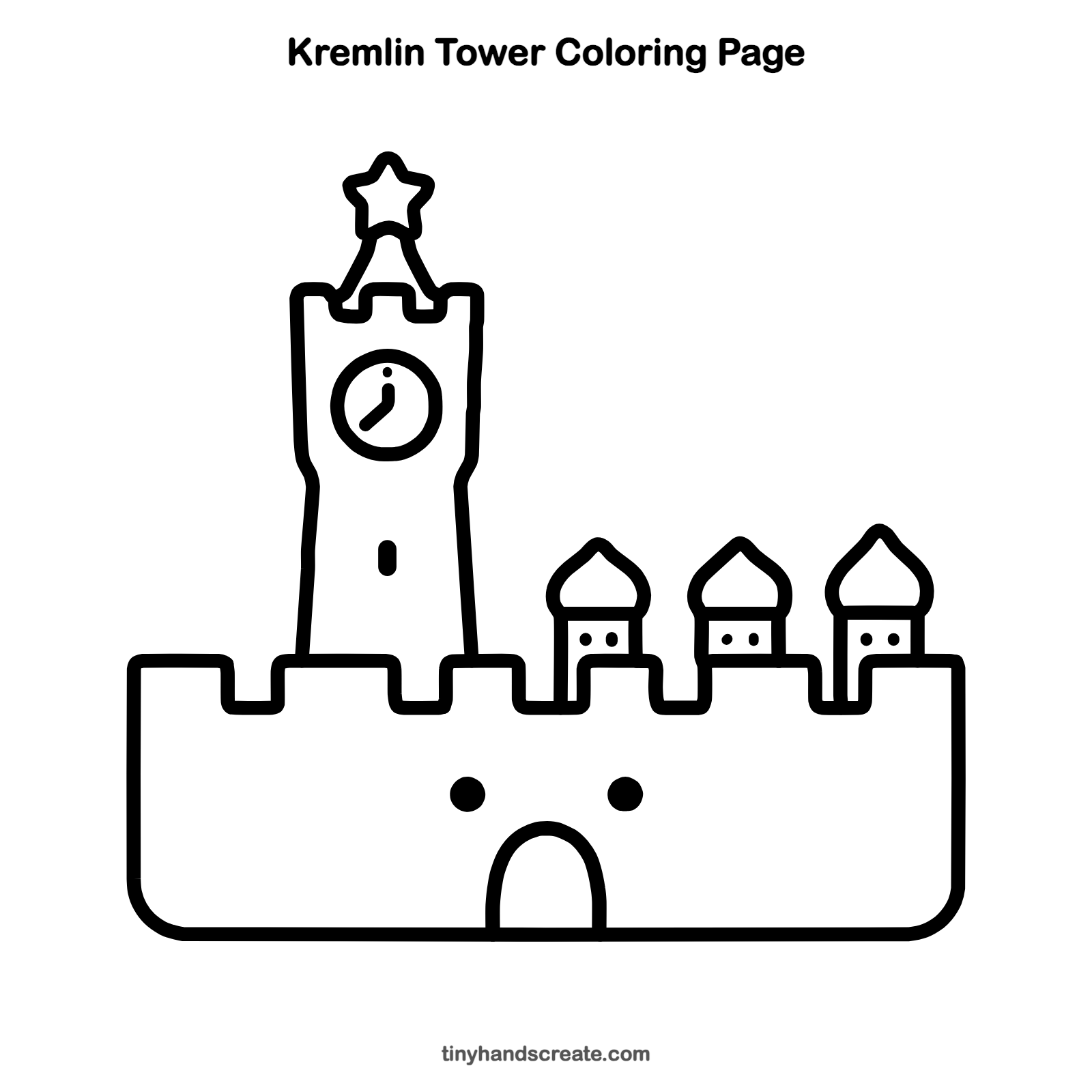 Free printable Kremlin tower coloring page for kids