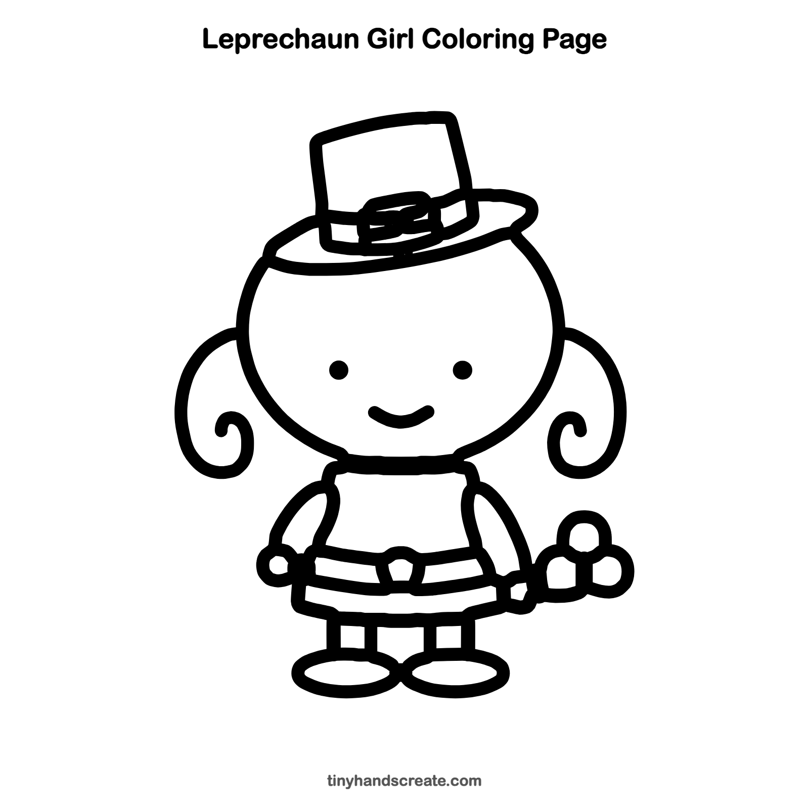 Free printable leprechaun girl coloring page for kids