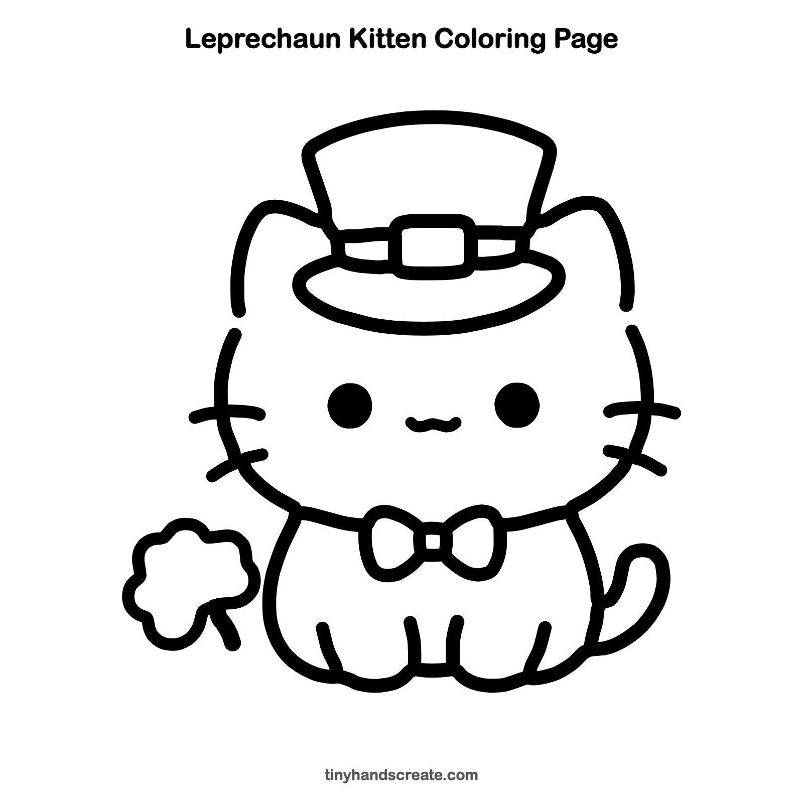 Free printable leprechaun kitten coloring page for kids