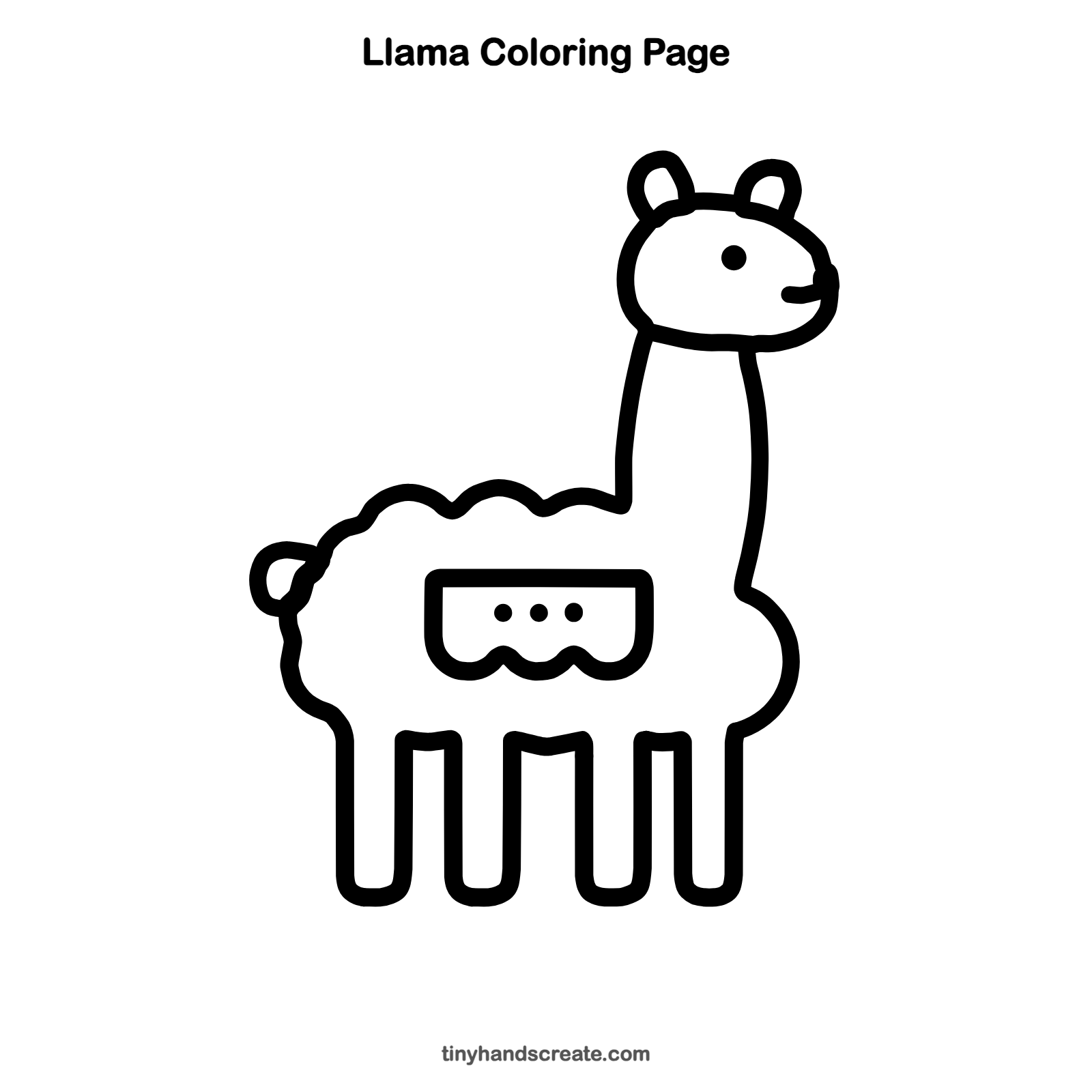 Free printable llama coloring page for kids