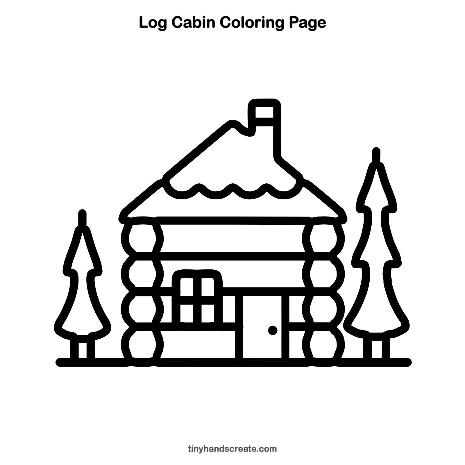 Free printable log cabin coloring page for kids