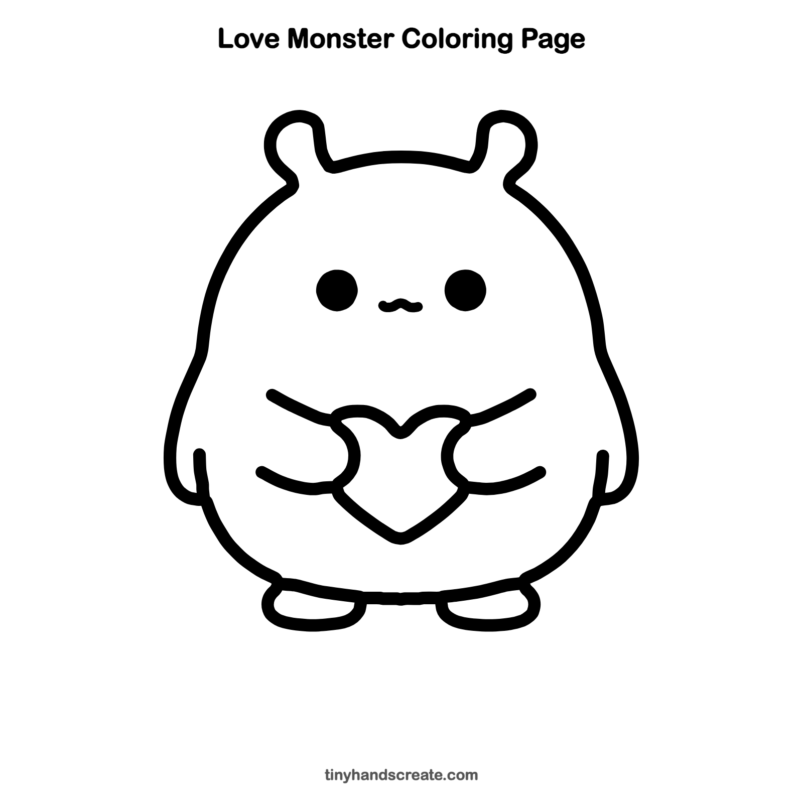Free printable love monster coloring page for kids