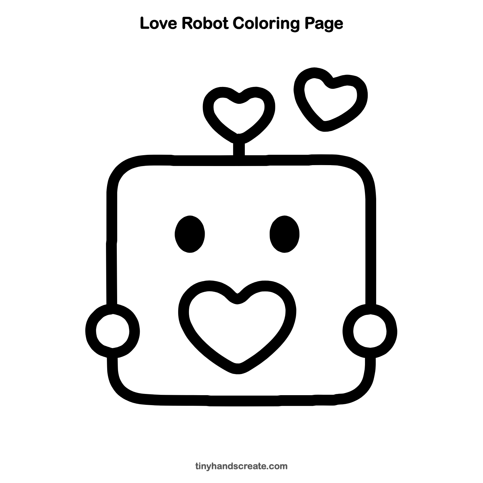 Free printable love robot coloring page for kids