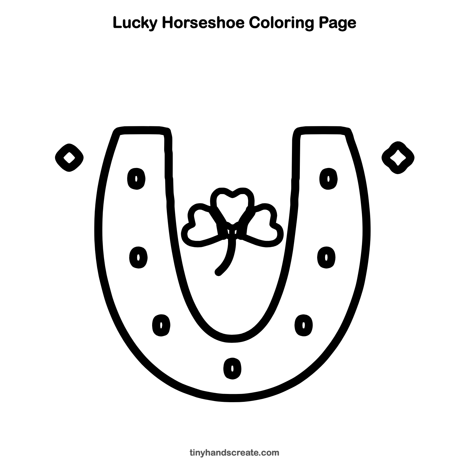 Free printable lucky horseshoe coloring page for kids