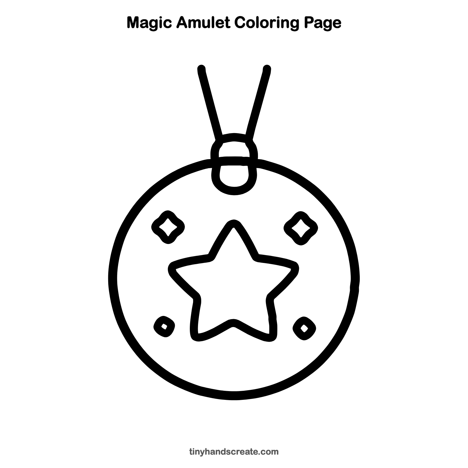 Free printable magic amulet coloring page for kids