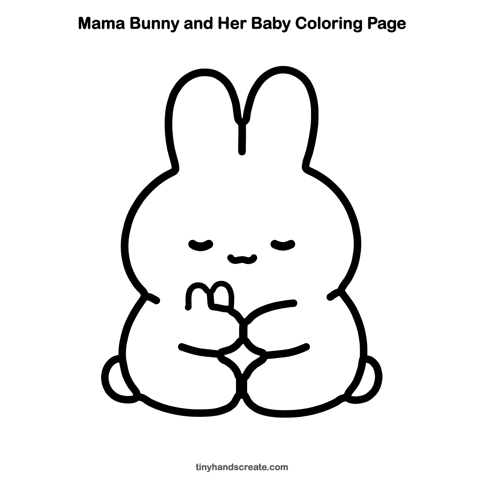 Free printable mama bunny and her baby coloring page for kids