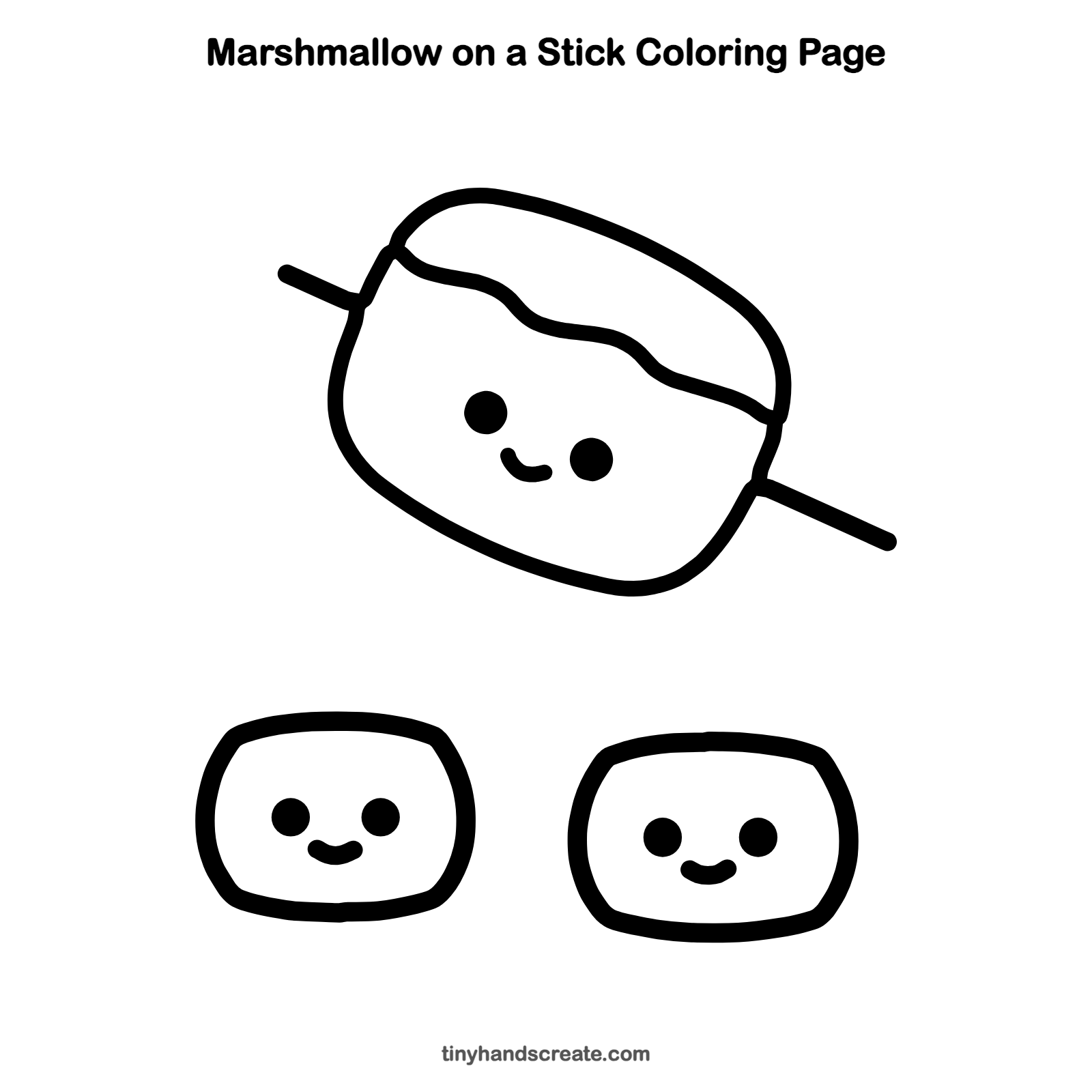 Free printable marshmallow on a stick coloring page for kids
