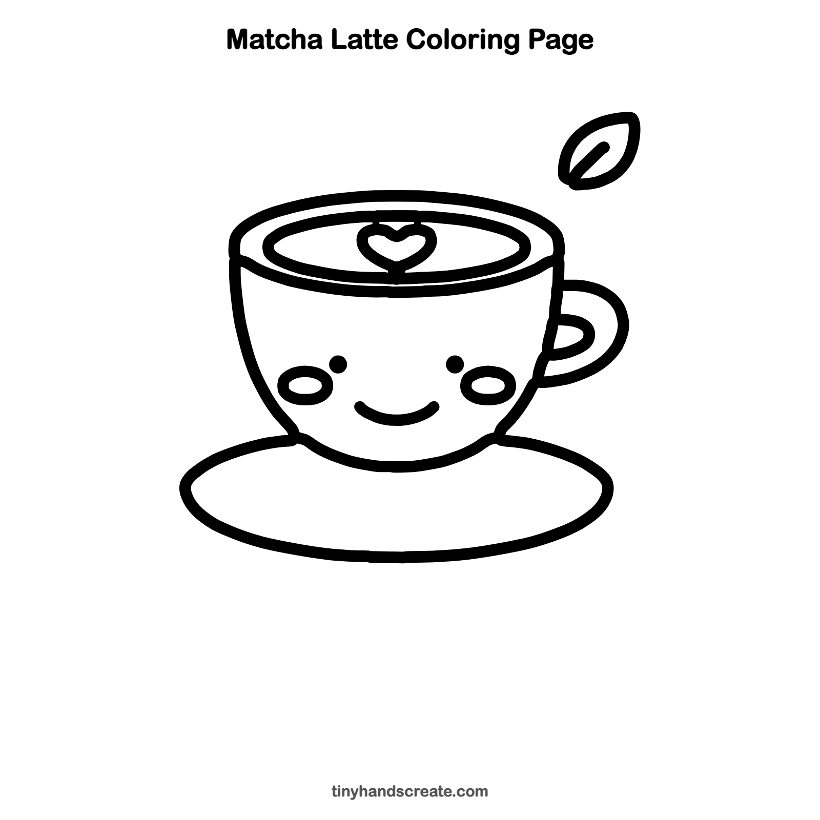 Free printable matcha latte coloring page for kids